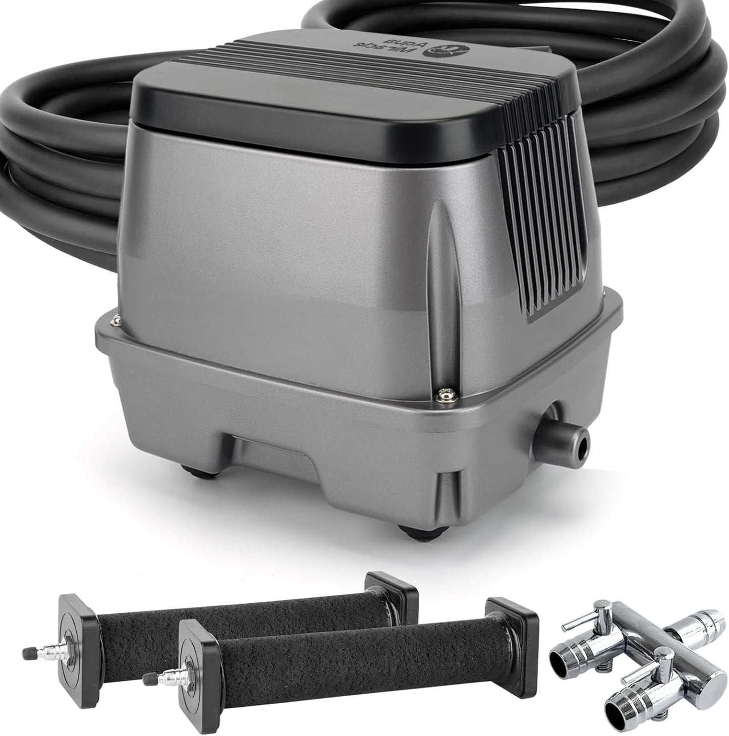 AquaMiracle Koi Pond Aerator Pond Air Pump for Outdoor Ponds 10000-15000 Gallons, All-in-One Aeration Kit with Self-Sinking Airline Flow Control Rubber Air Diffuser