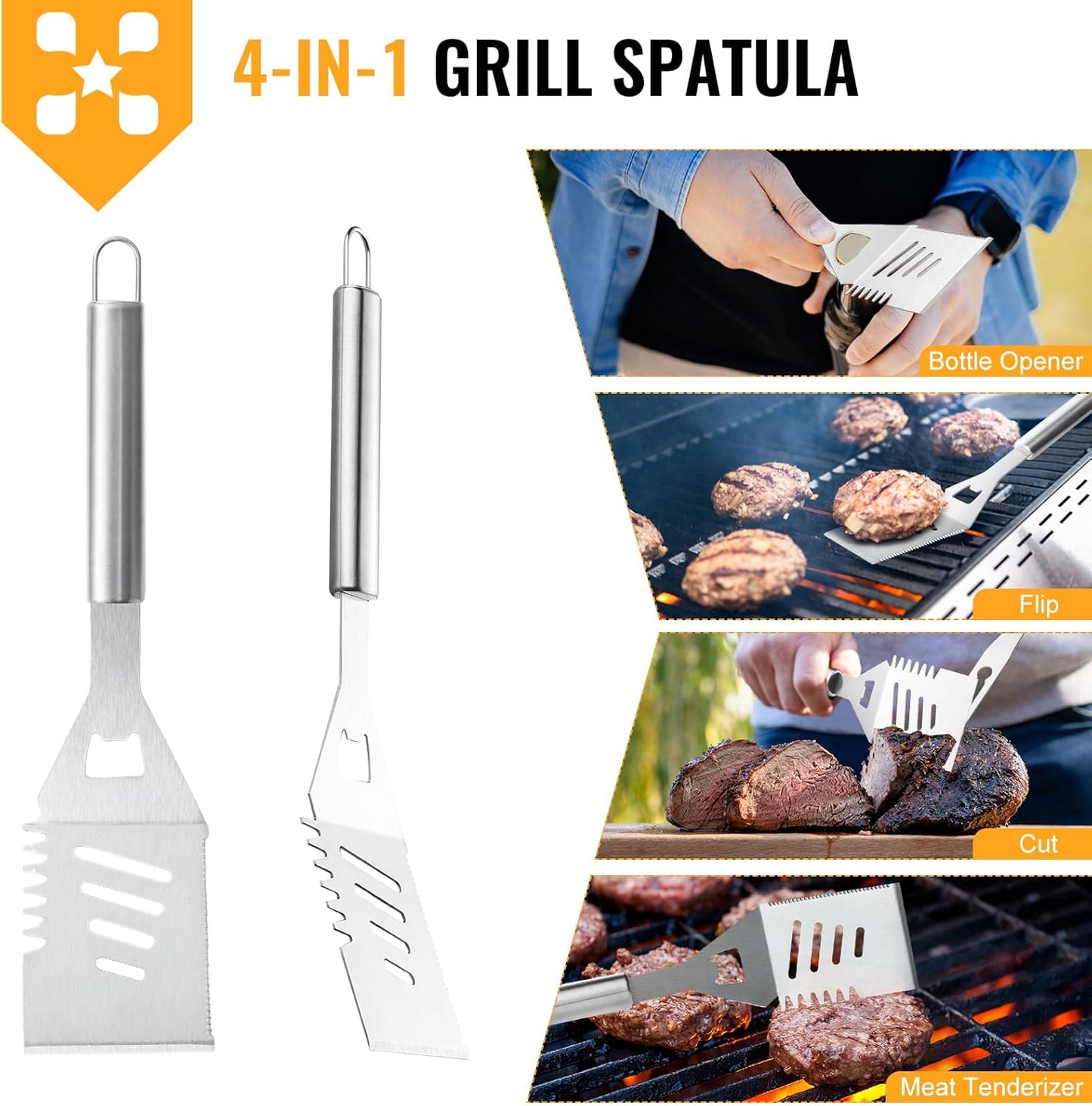 22Pcs Grilling Accessories, BBQ Accessories with Aluminum Case, Stainless Steel Grill Set Tools for Outdoor Camping&Barbecue, Grilling Gifts for Men Dad Fathers Day