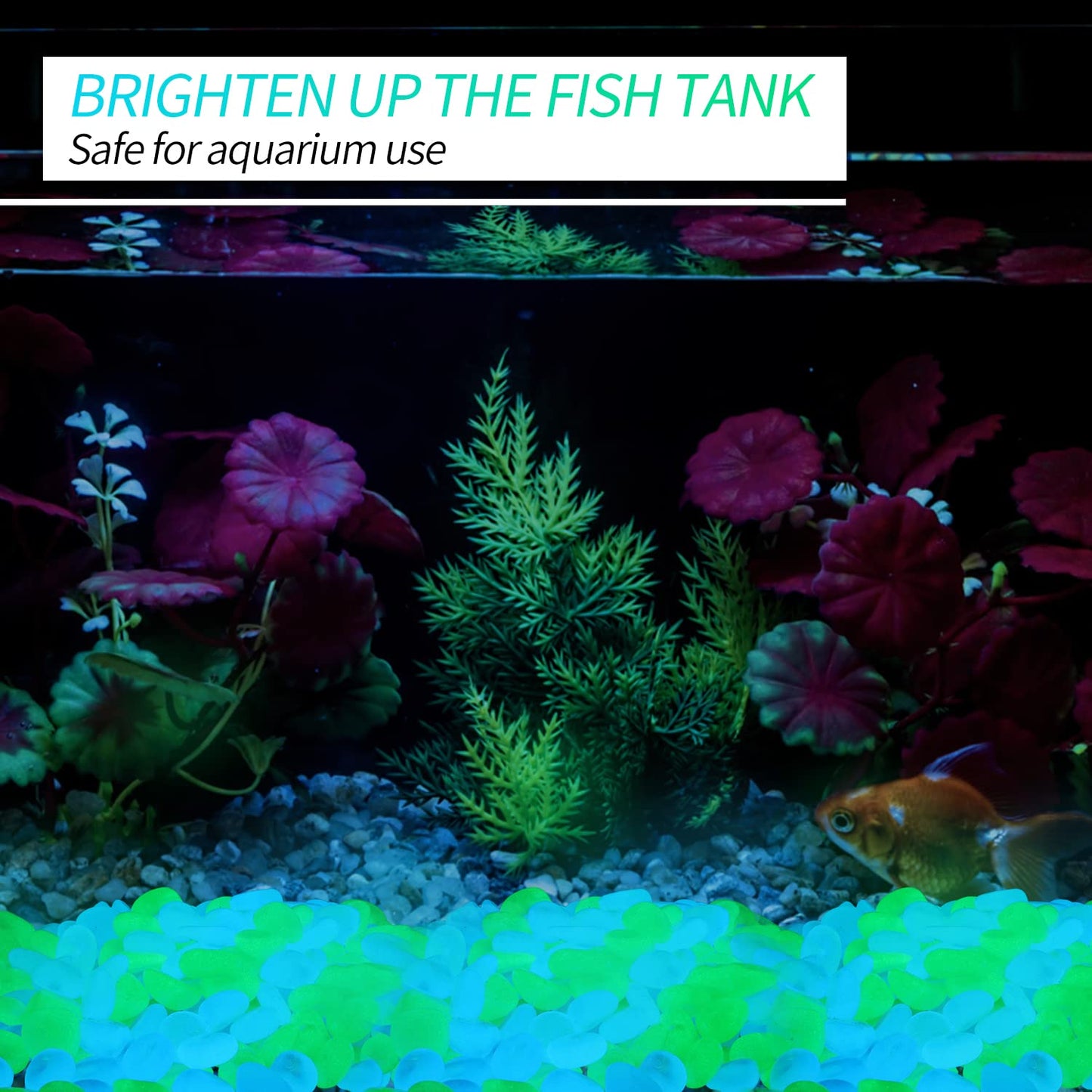 900pcs Glow in The Dark Rocks Outdoor Decorations Stones Small Luminous Pebbles Indoor/Outdoor Decor for Garden Fish Tank Aquarium Planter Walkway - Multi