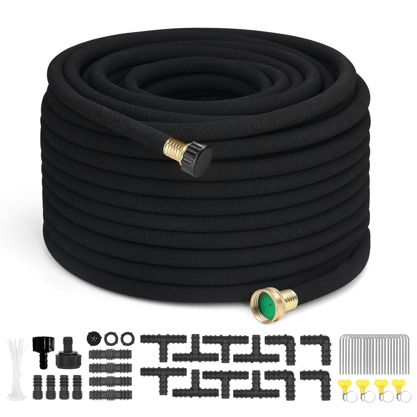 100 FT Soaker Hose 1/2" Heavy Duty Garden Hose to Save 70% Water Drip Irrigation Kit for Lawn/Yard Landscaping Beds (100FT)