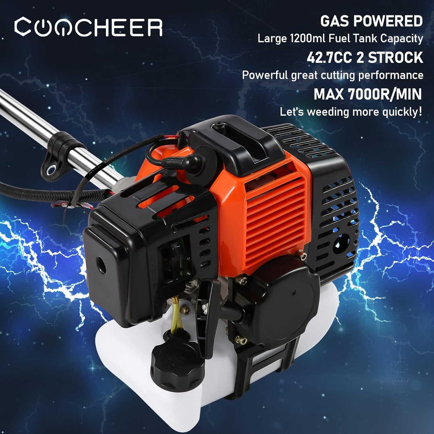 Weed Eater String Trimmer, 58cc Cordless Grass Gas Powered Weed Wacker 4-in-1 Straight Shaft String Trimmer Brush Cutter with 4 Detachable Head