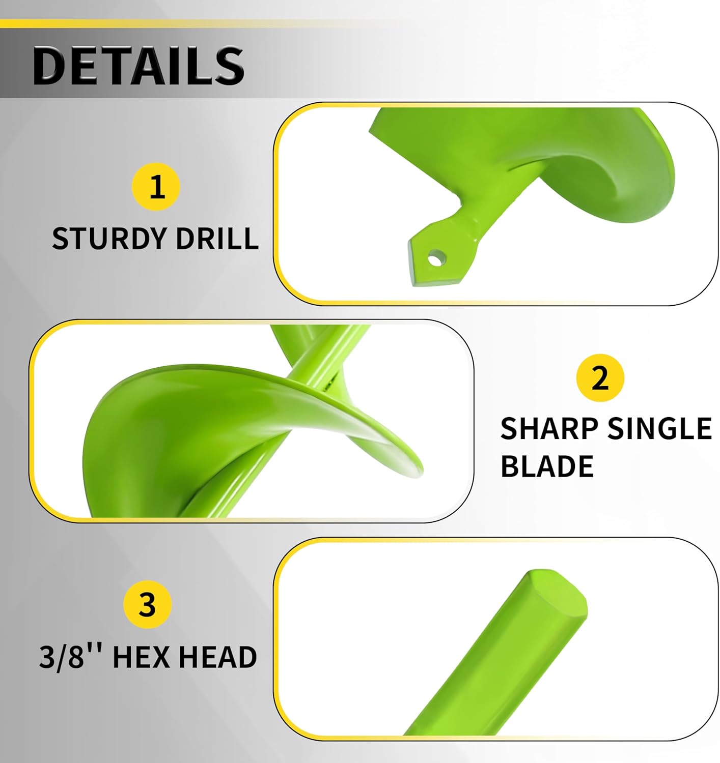 2”x32“ Auger Drill Bit for Planting, Garden Auger for Planting Bulbs, Easy Garden Auger with Drill for 3/8”Hex Drive
