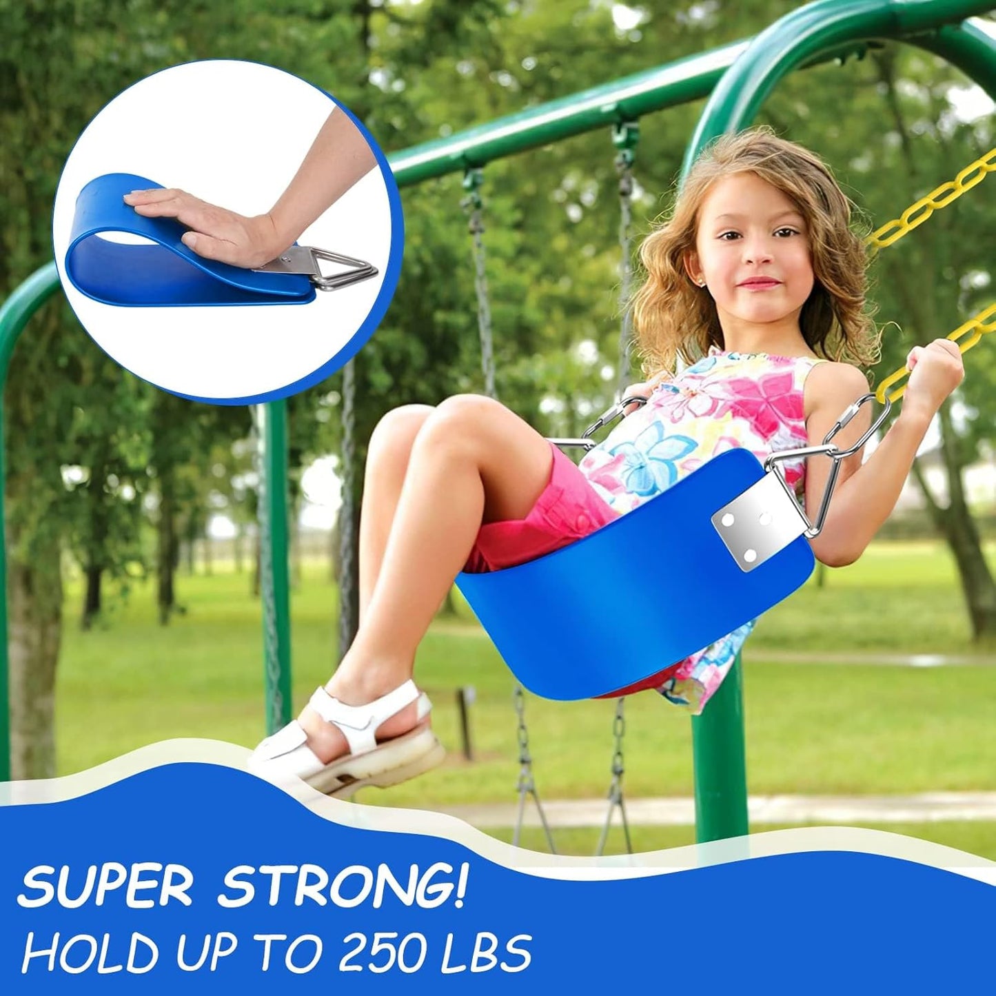 AGPTEK Swing Seat, 30.4 x 6 x 0.27 Inch Yard Swing for Boys and Girls & Adults with Metal Triangle Ring - Blue(113KG /250LB Weight Limit)