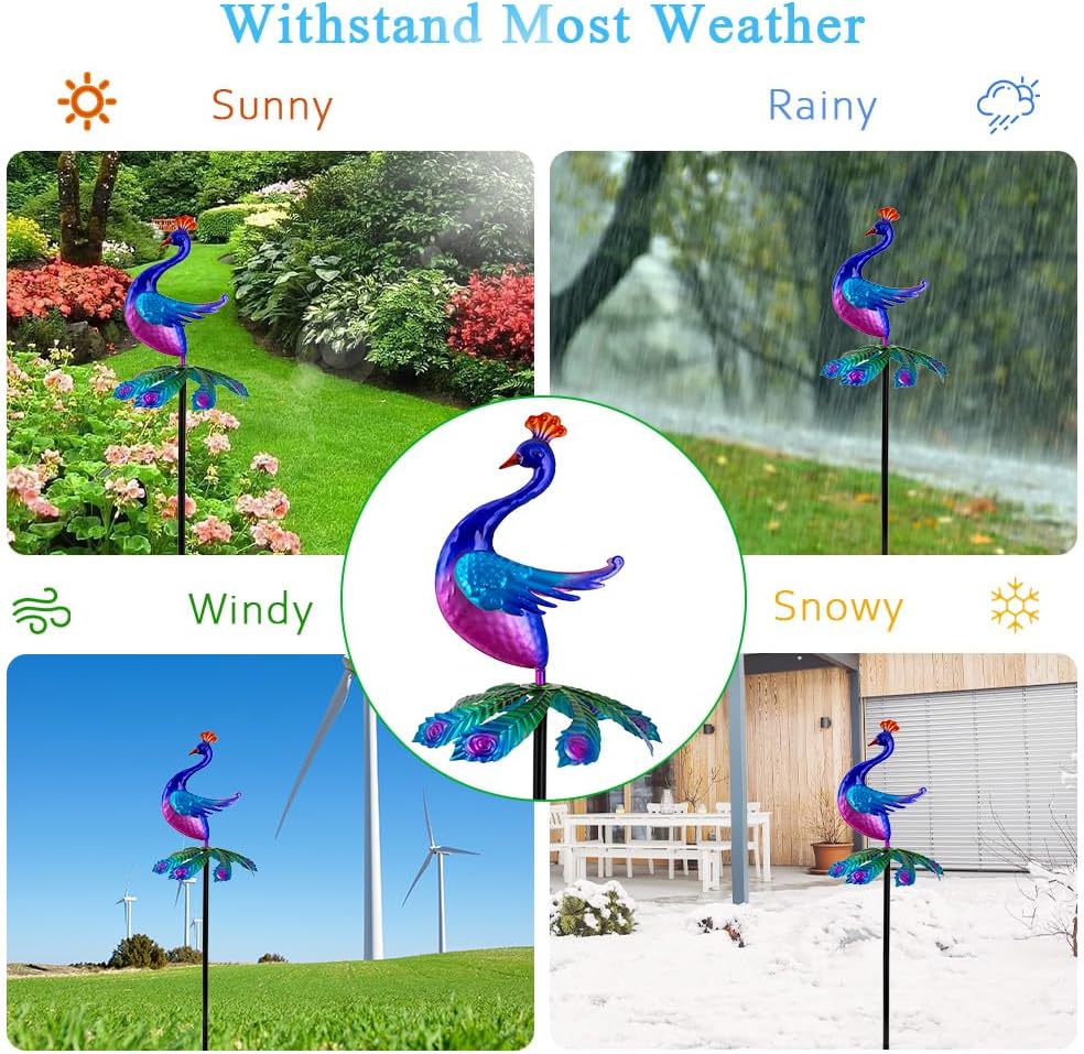 Wind Spinners Outdoor, Peacock Wind Sculptures & Spinner, Garden Windmill for Yard, Garden, Patio, Lawn Decor