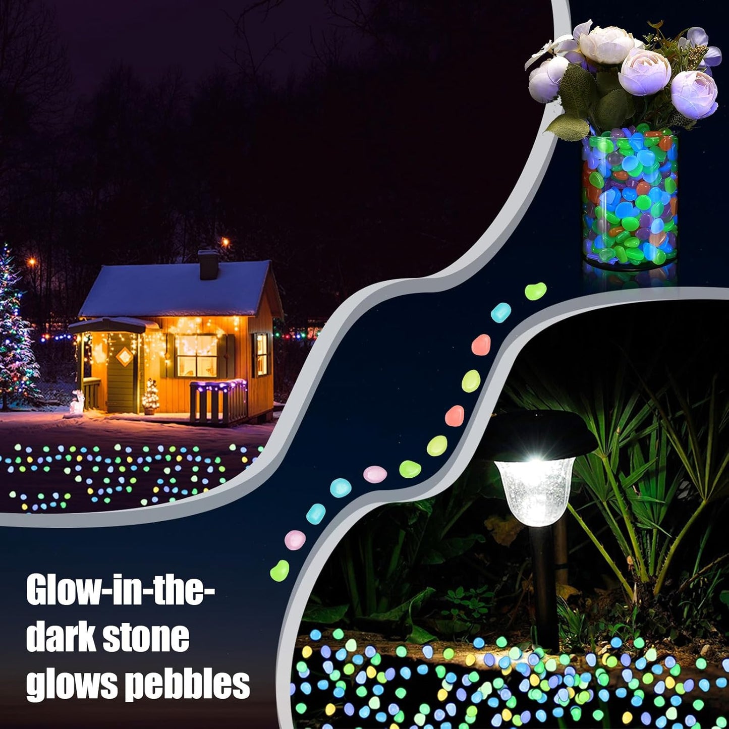 Sasylvia 12000 Pcs Glow in The Dark Rocks Glow in The Dark Stones Glowing Rocks for Garden Outdoor Glowing Fish Tank Pebbles Luminous Stone for Outdoor Yard Patio Aquarium Landscaping (Colorful)