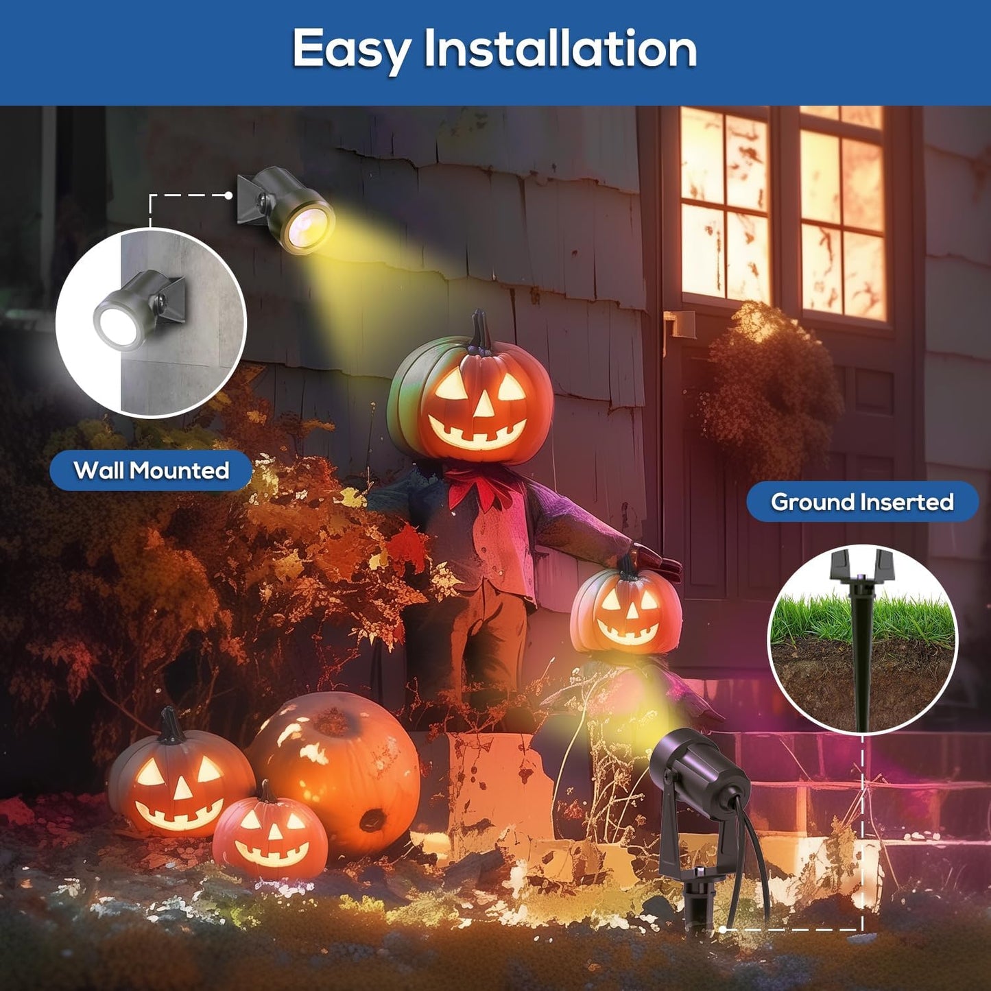 ZYAN Solar Landscape Spotlights Outdoor Waterproof IP65, Bright Solar Powered Garden Yard Spot Lights for Outside Plant, Tree, Pathway, Auto On/Off Wall Lights for Walkway, Patio, Lawn-8 Pack