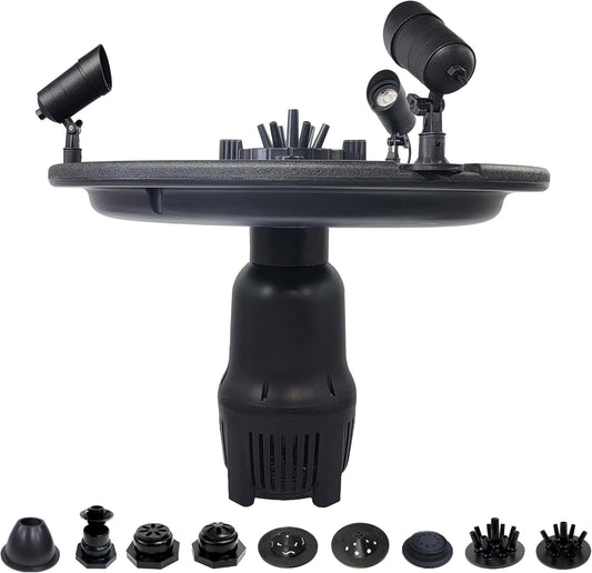 HALF OFF PONDS Floating Fountain – 1 HP Pond Aerator, 200' Cord – 15,000 GPH Water Pump – 13 Spray Patterns - Color-Changing LED Lights – for Large Ponds, Lakes & Water Gardens