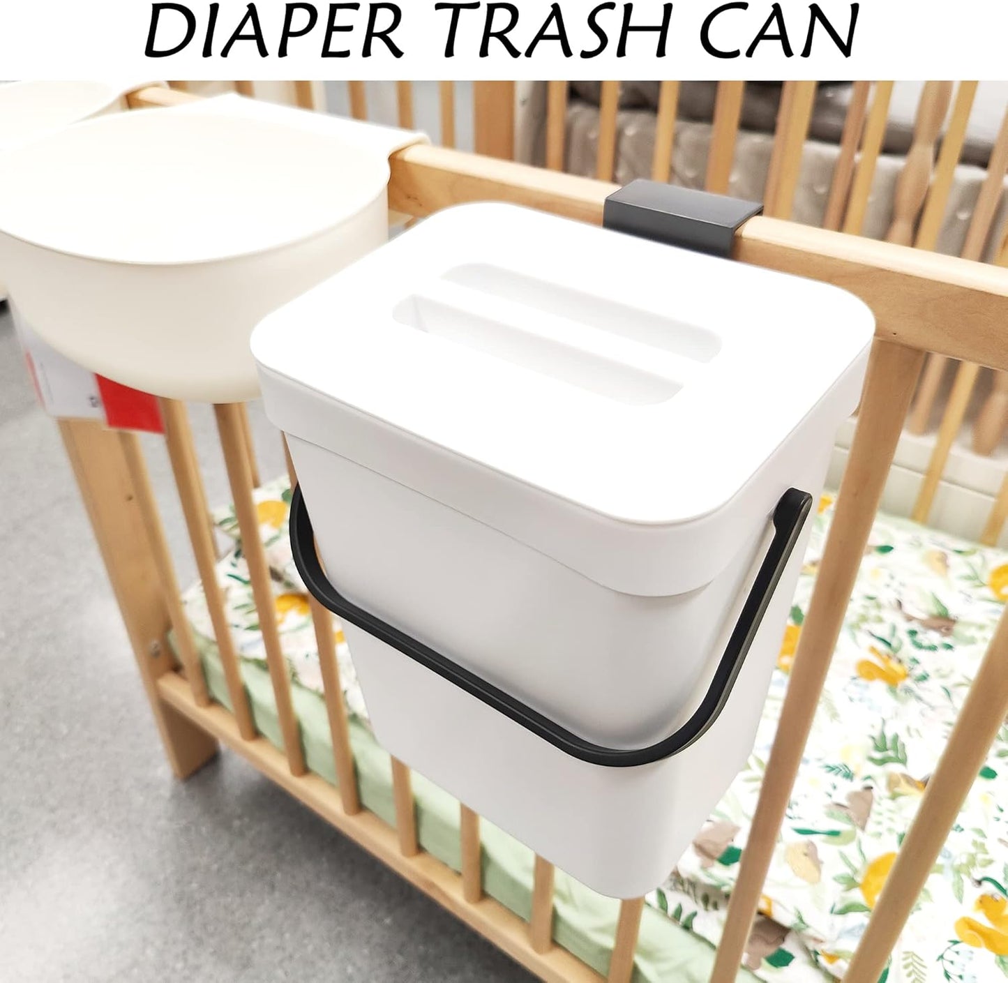 stonespace Hanging Small Trash Can with Lid Under Sink for Kitchen，1.3 Gallon/ 5L Mountable Compost Pail，Kitchen Compost Bin for Countertop, White