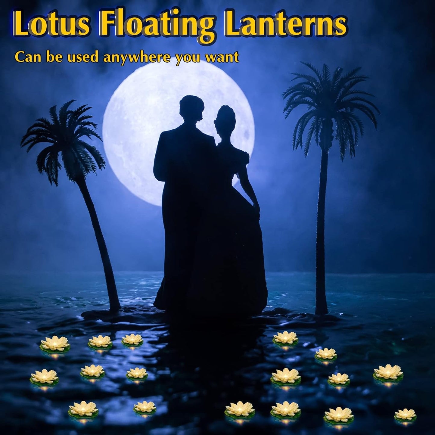 Liliful 36 Pcs Diwali Lotus Decoration Floating Lights Lotus Artificial Floating Flowers for Pool with LED Lights Battery Operated for Indian Puja Ganesh chaturthi Diwali(3.94, 5.91 Inch,White)