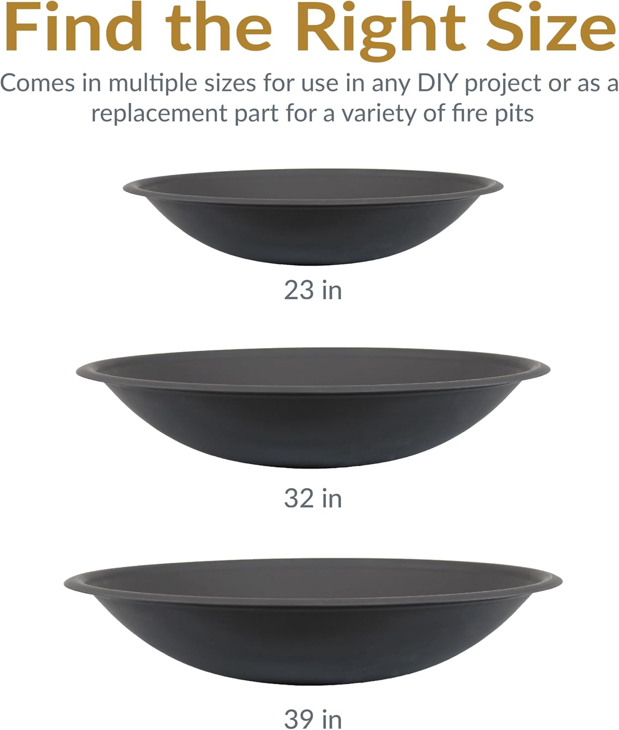 Sunnydaze Outdoor Fire Pit Bowl Replacement Insert for DIY Ring or Existing Stand - Wood-Burning Fire Bowl for Outside - 23-Inch