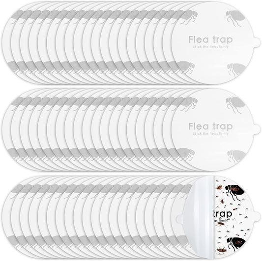 Flea Trap Refill Discs Sticky Fly Trap Refill Glue Board Refills Double Layer Adhesive Nontoxic Odorless Pest Control Replacement Sticky Glue Pads 7.1 Inch for Bugs Flies(60 Pcs)