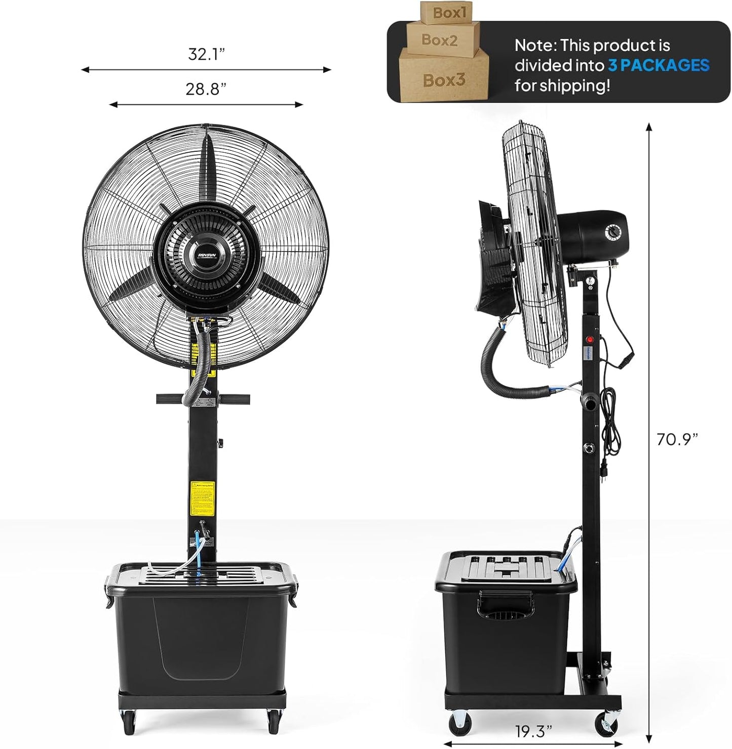 ROVSUN Max 8800CFM Misting Fan, 30Inch High Velocity Industrial Mister with 42L/11Gal Water Tank, 3 Speed Settings & Ajustable Mist Value, 60° Oscillation, For Outdoor Cooling, Patio, Barn, Greenhouse
