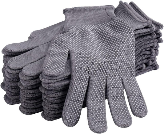 24Pcs Work Gloves Anti-slip Knitted Stretchy Cloth Glove Thin Moist Glove Liners