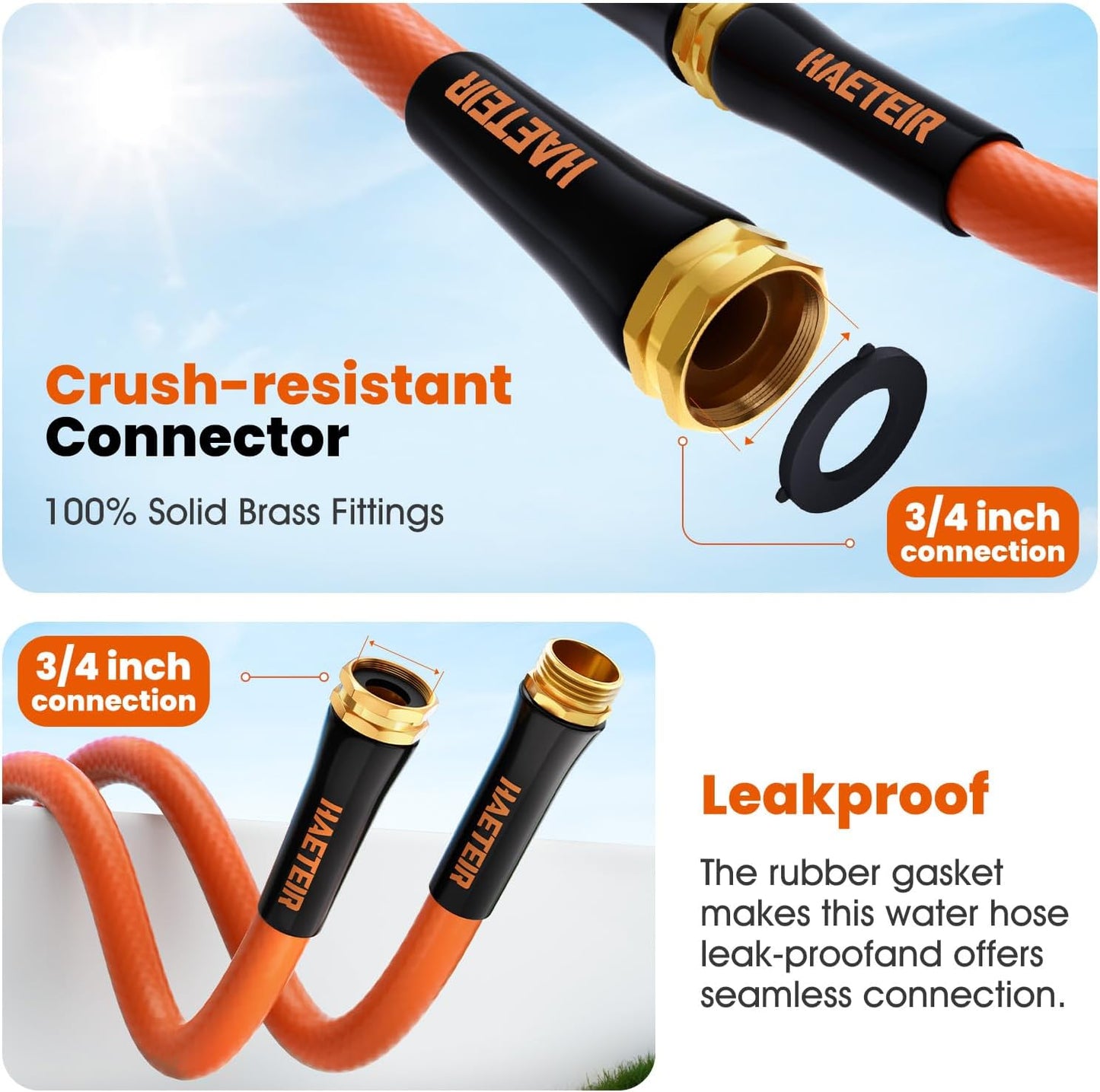 Heavy Duty Garden Hose 5/8 in x 5 ft with Swivel Fitting, Super Flexible Water Hose, All-weather, Lightweight, Burst 600 PSI