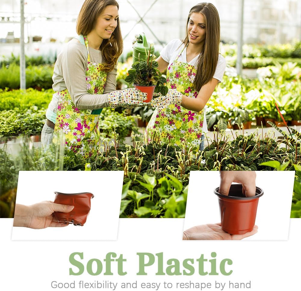 100 Pcs Plant Nursery Pots, 4 Inch Small Plant Seedling Pots with Labels Plastic Plant Flower Pots with Drainage Holes Indoor Outdoor for Succulent Cutting Transplanting