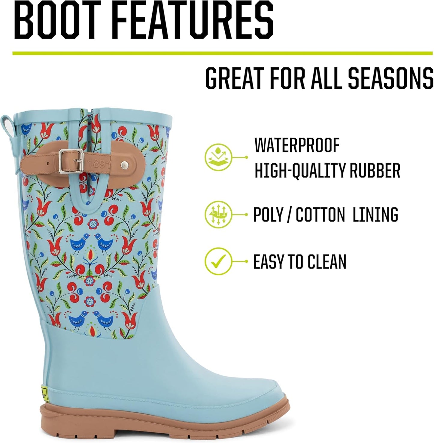 Western Chief Women's Tall Waterproof Rain Boot Outdoor Garden Shoes