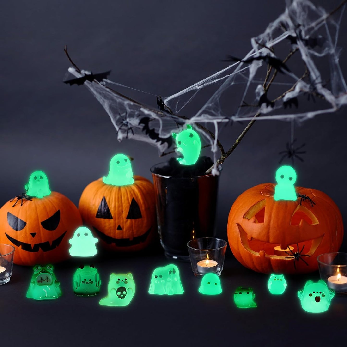 58 Pcs Luminous Mini Figures Glow in Dark Tiny Resin Figures Set Fairy House Diorama Accessories Ornament for Garden Dollhouse Craft DIY