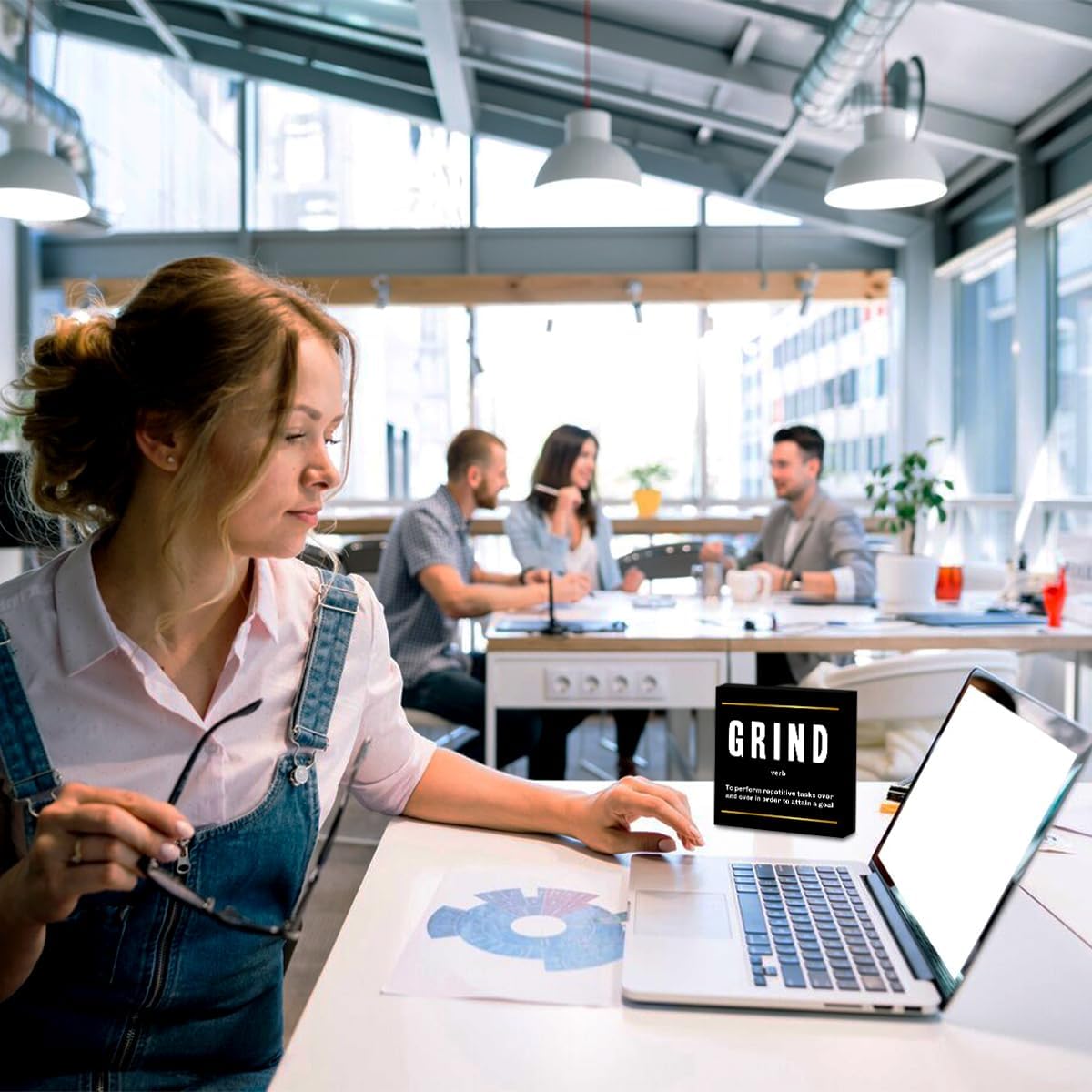 Grind Definition Entrepreneur Black Wooden Box Sign, Inspirational Office Decor Decorative Table Shelf Desk Decor, Rustic Workplace Farmhouse Home Cubicle Decor Office Decorations Desk Accessories