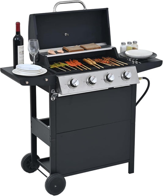 Endark4-burner| 34,000 BTU multi-purpose stainless steel grill | Suitable for outdoor cooking, patio, backyard, barbecue and camping | suitable for grilling, frying, pizza