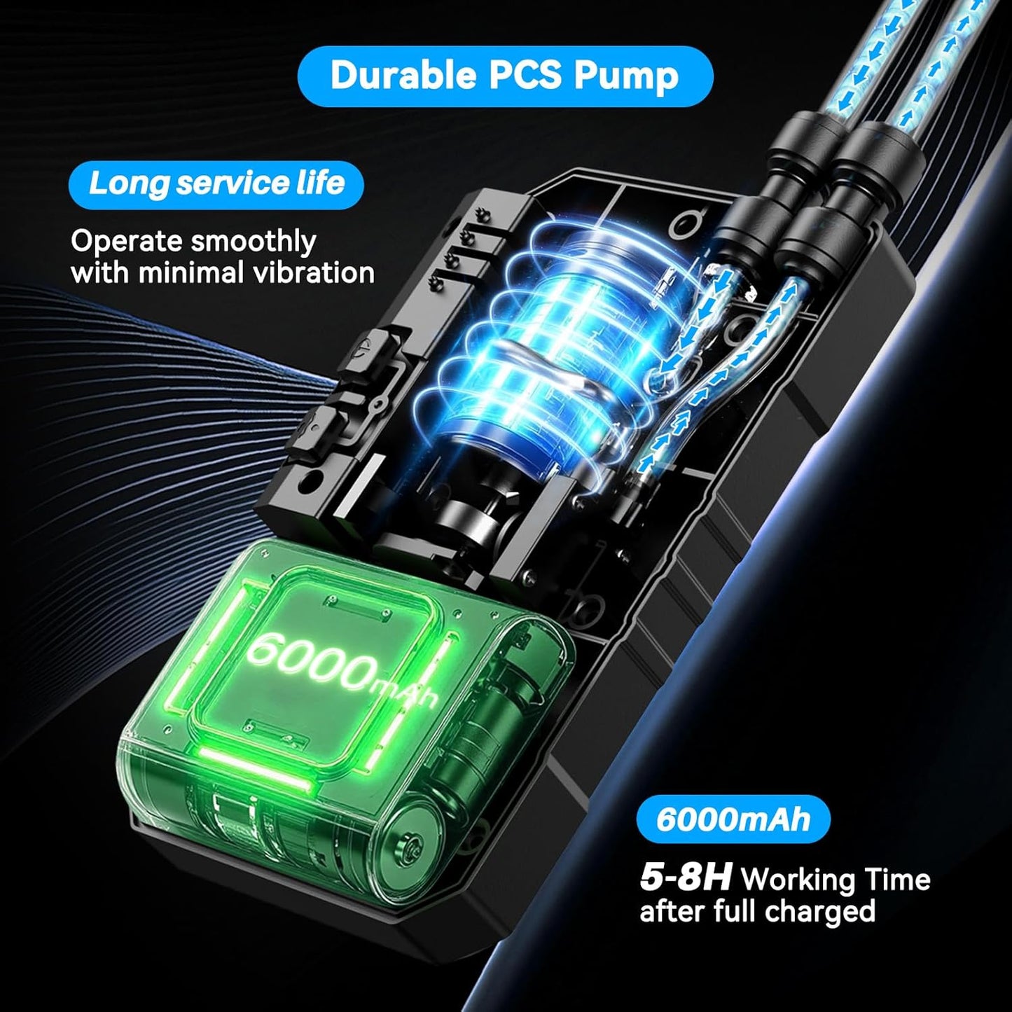 Ausic Portable Misting Systems, Outdoor Water Cooling Misters Set with 6000mAh Water Pump, 20L Bucket, 26FT (8M) Hose, 6*Nozzles, 10*Clips/Ties for Patio/Umbrella/Pasture/Greenhouse/Canopy/Camping