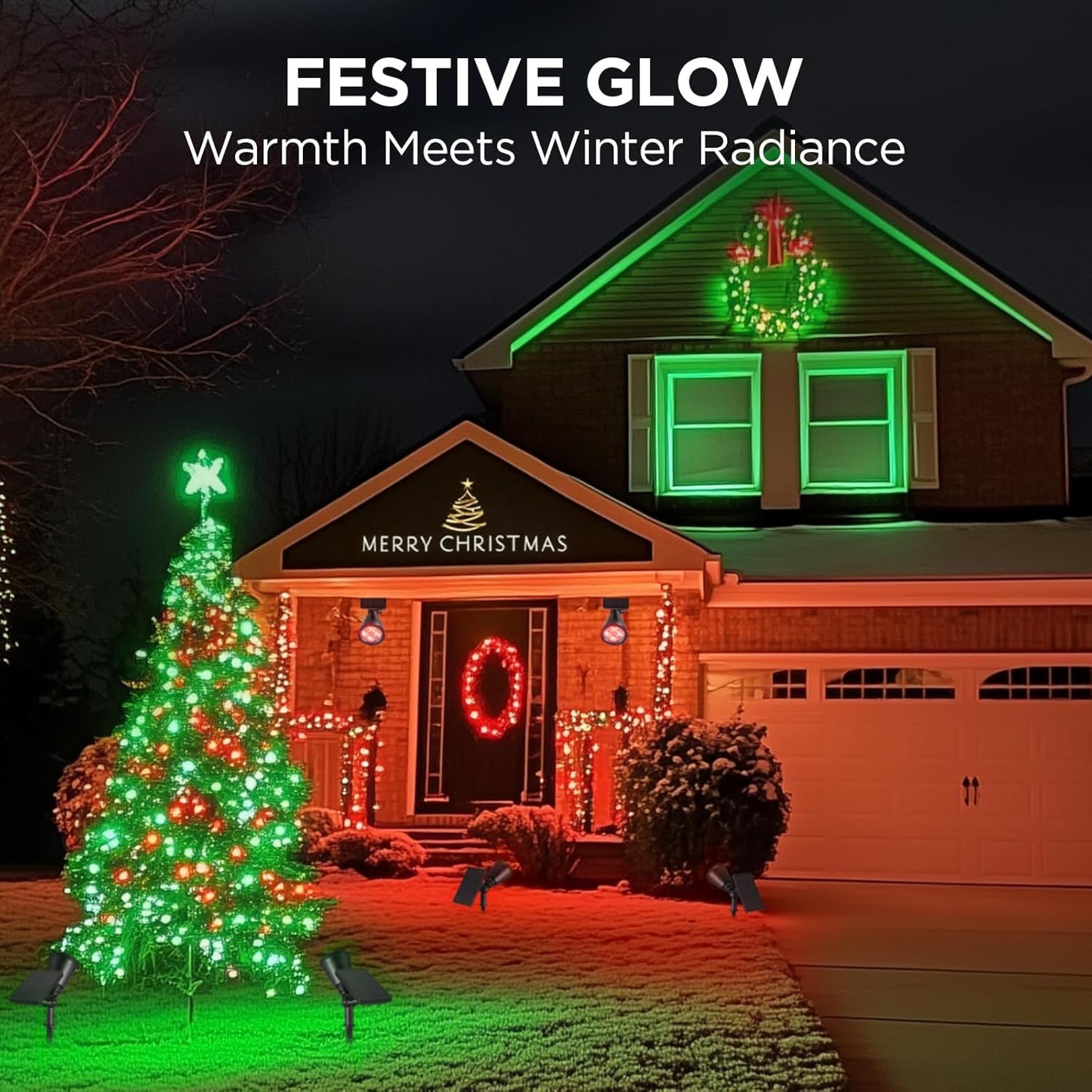 InnoGear Solar Lights Outdoor Waterproof Solar Garden Light for Outside Yard Landscape Lighting Pathway Spot Lights Spotlight Wall Light Auto On/Off, Pack of 2 (Red and Green Light)