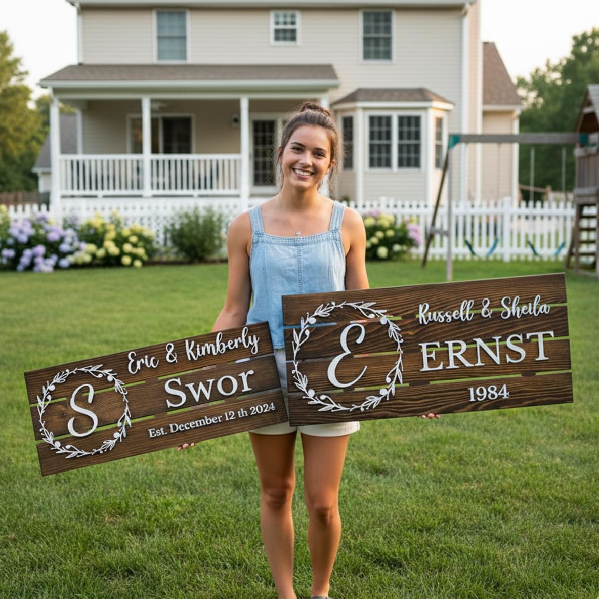 Personalized Wooden Monogram Family Sign with Couples Names, Custom Name Sign, Unique Wedding Gift for Couples, Rustic Established Date Plaque, Gifts for Wife