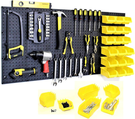 WallPeg 24" x 48" Pegboard Wall Organizer - Kit (PK-312-B) Peg Board Organizer Accessories for Garage pegboard Storage, Tool & Craft Organization with Pegboard. Hooks, and Peg Board Bins