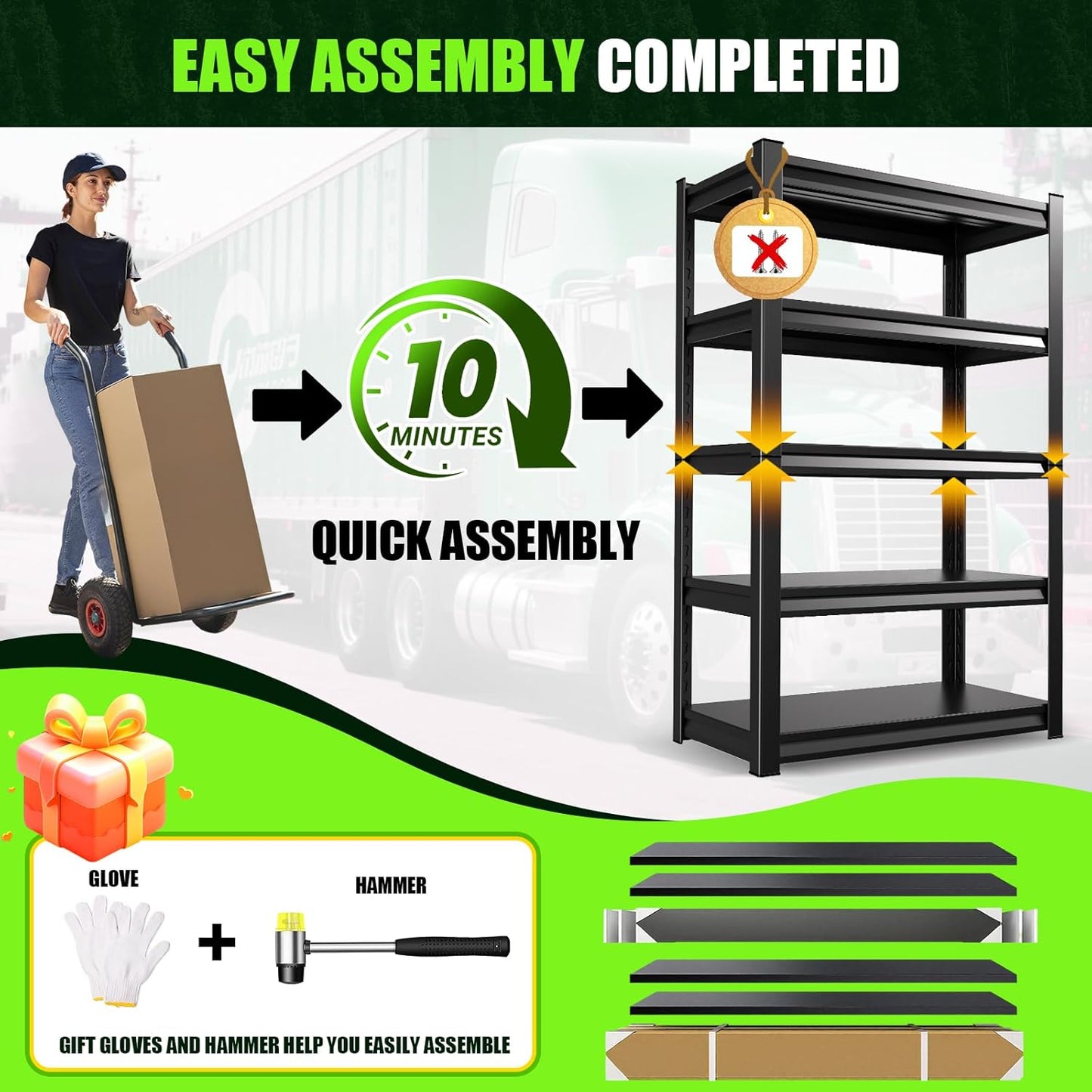 59''W Storage Shelves,5 Tier Garage Shelving 3500LBS Heavy Duty,Metal Shelves Adjustable Industrial Shelving Units,Rustproof Shelf Rack for Garage 72''H*59''W*19.7''D，2 Pack