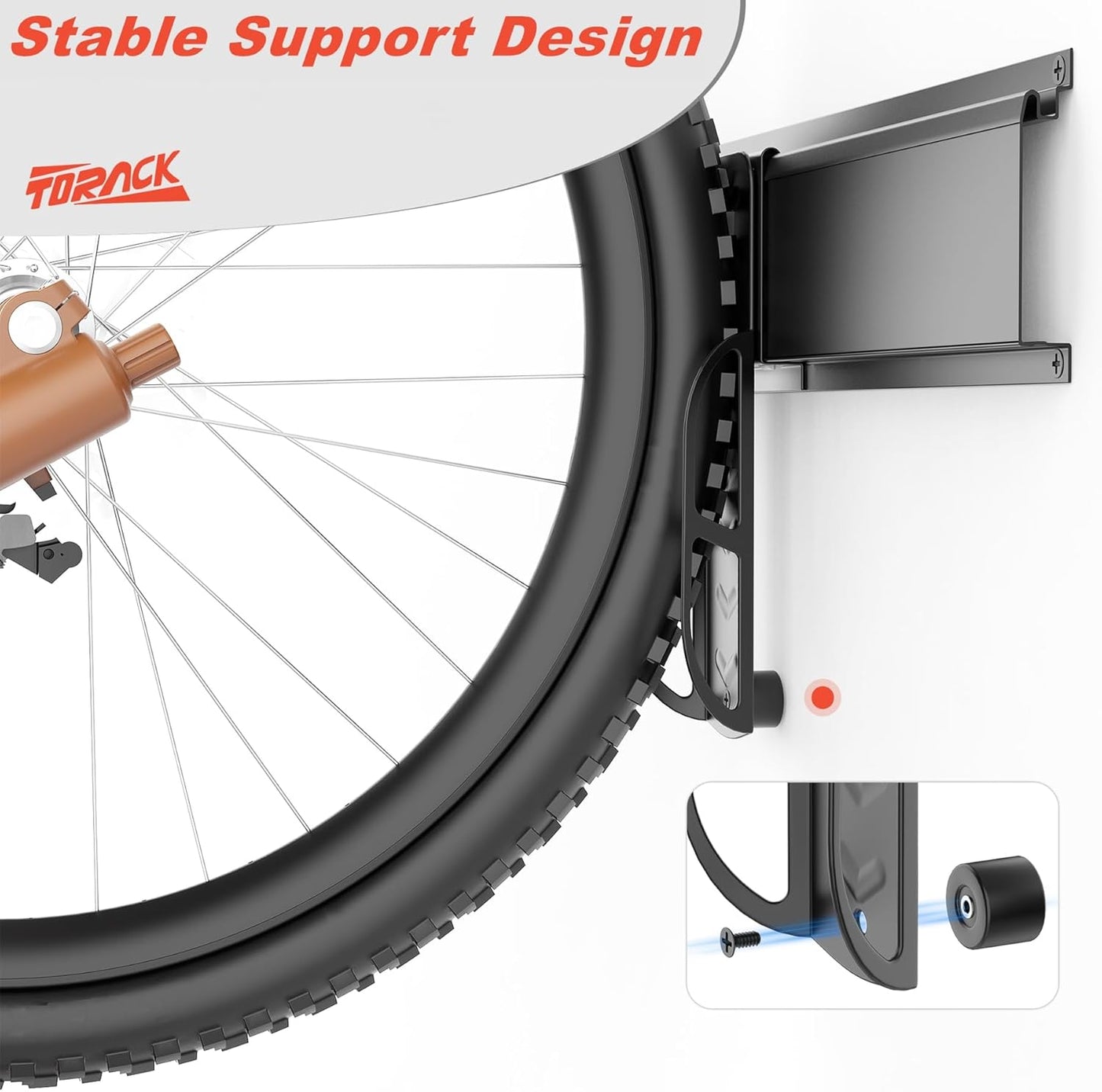 TORACK Wall-mounted Swivel Bike Rack, Garage Vertical Bike Storage Hangers for 5 Bikes Rotating Bike Storage Hooks