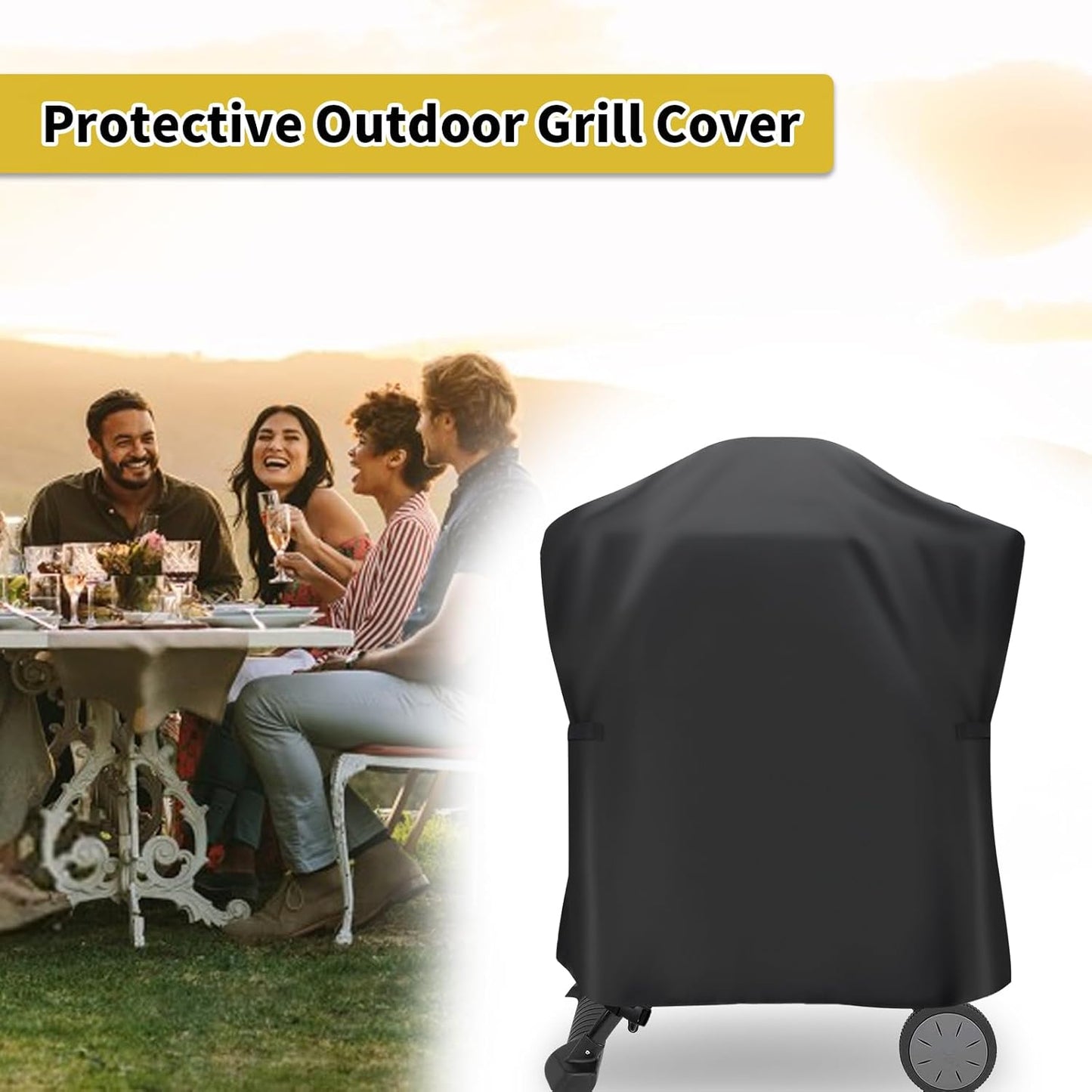 Grill Cover for Weber Q Series Grill on Cart, Waterproof BBQ Cover for Weber Q2000/Q200/Q1000/Q100 on Portable Stand-Weather Resistant