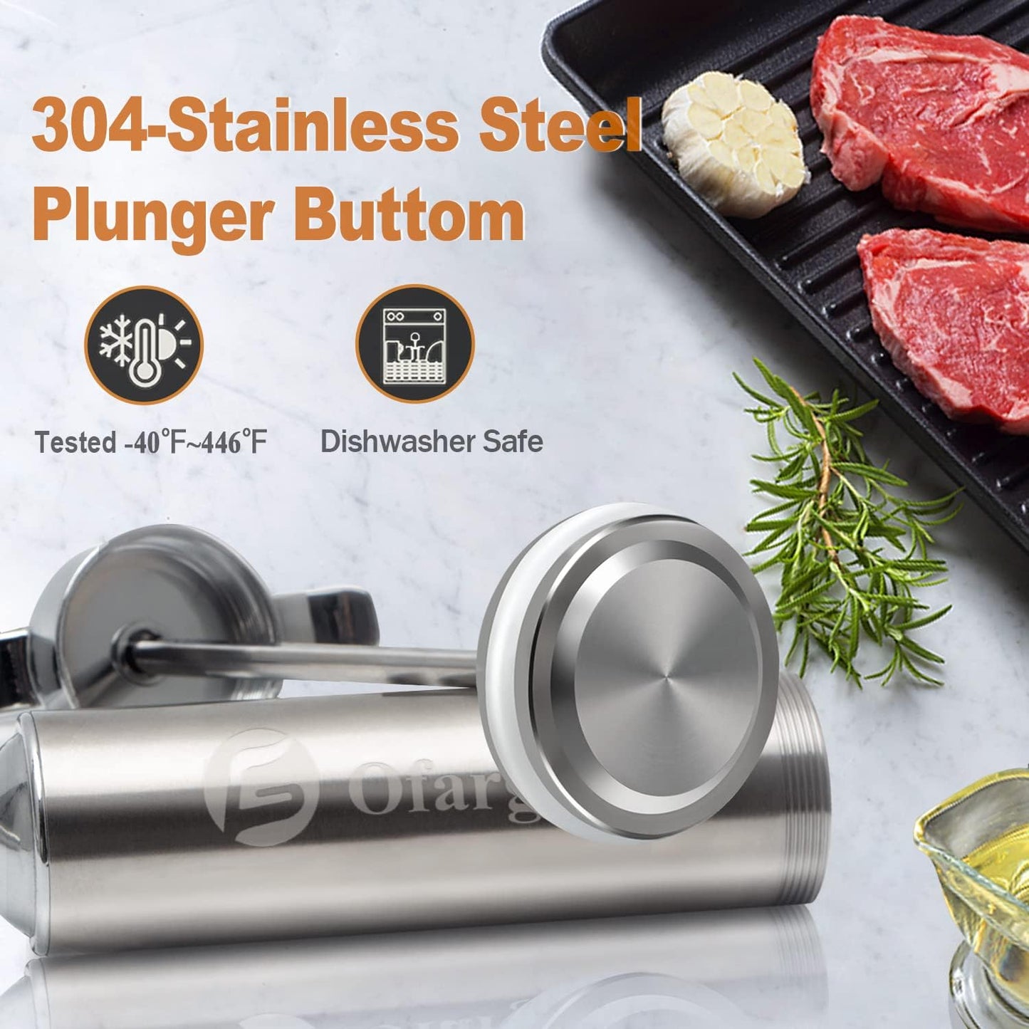 Meat Injector, Meat Injectors for Smoking with 3 Marinade Food Injector Syringe Needles, Injector Marinades for Meats, Turkey, Brisket; 2-oz Capacity