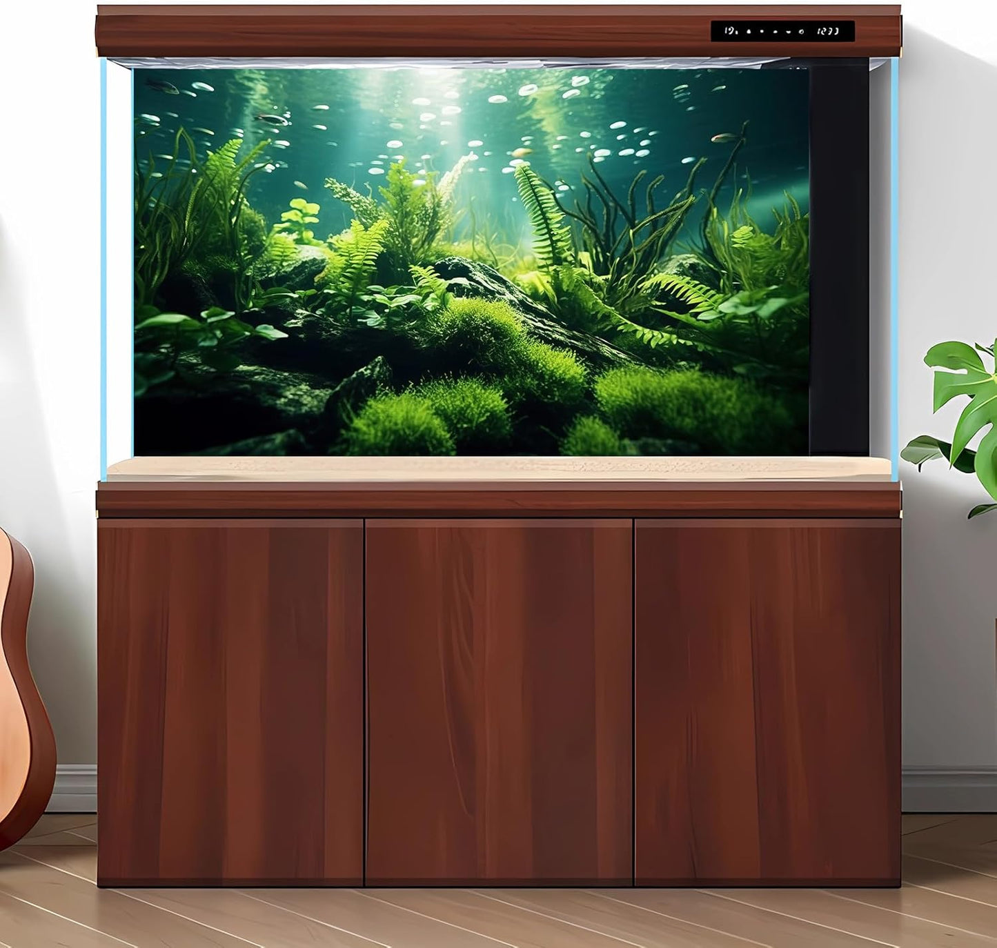 Underwater Fish Tank Background Under The Sea Aquatic Plants Aquarium Background Ocean Floor Rock Terrarium Backgrounds Tropical Fish Green Seaweeds Aquarium Backgrounds for Fish Tank Decor 72x18in