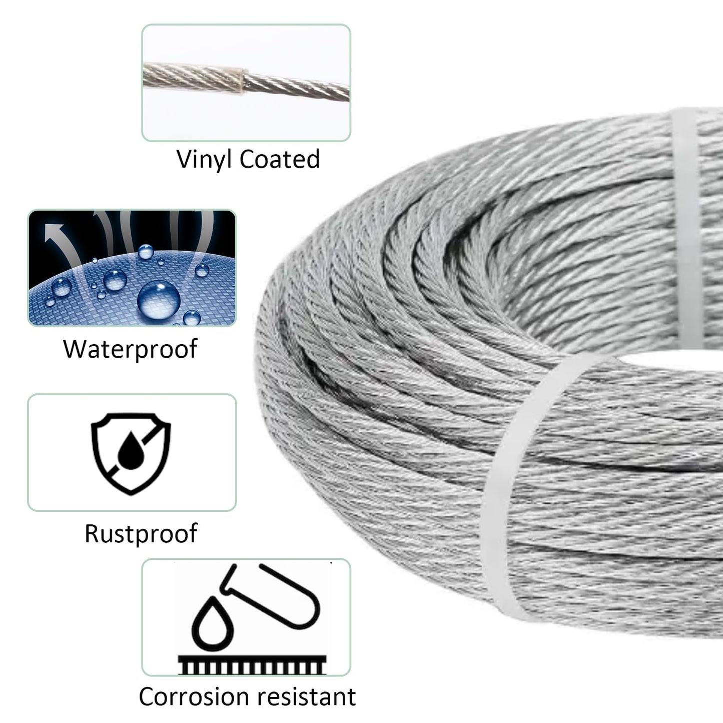 1/8" Wire Rope Kit，Steel Wire Cable，220FT Turnbuckles for Cables Wire，304 Stainless Steel Cable,M5 Turnbuckle Kit for Outdoor, Garden, Kitchen, Craft
