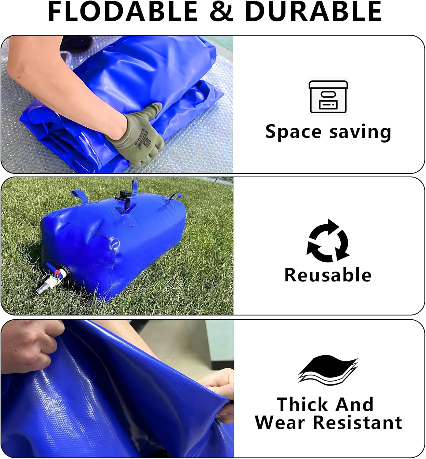 XITAO 87Gal/330L Water Storage Bladder Large Capacity Water Storage Containers Portable Foldable Emergency Water Tank Water Bag for RVs, Drought Resistance, Fire Prevention, Agricultural Irrigation