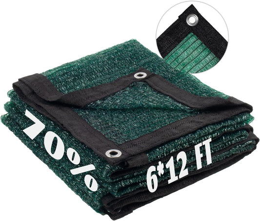 LOVE STORY 6x12FT 70% Green Shade Cloth Sun Shade Net with Grommets Sunblock Net Mesh Tarp for Garden,Plants Cover,Greenhouse and Patio