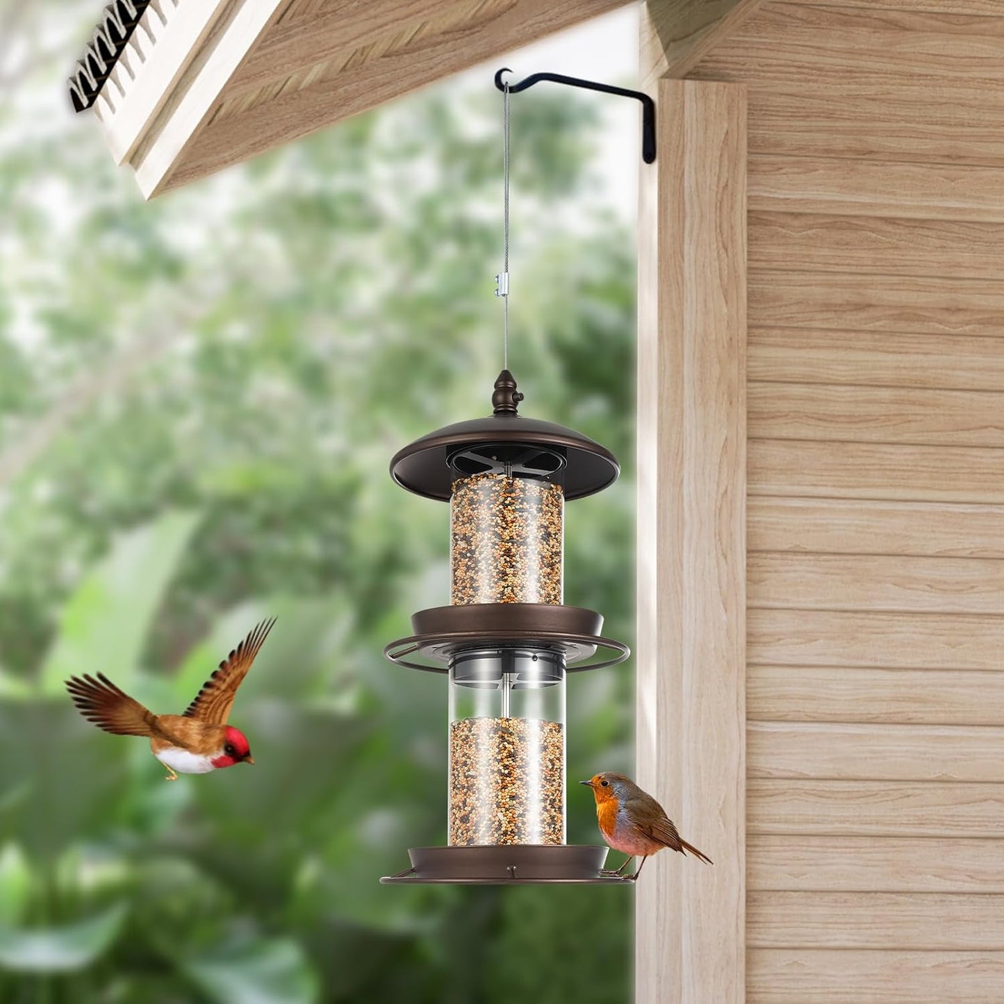 Backyard Expressions 2-Tier Bird Feeder with Sure-Lock Cap and Hanging Hook, Wild Bird Feeders - 4.5 lb Seed Capacity