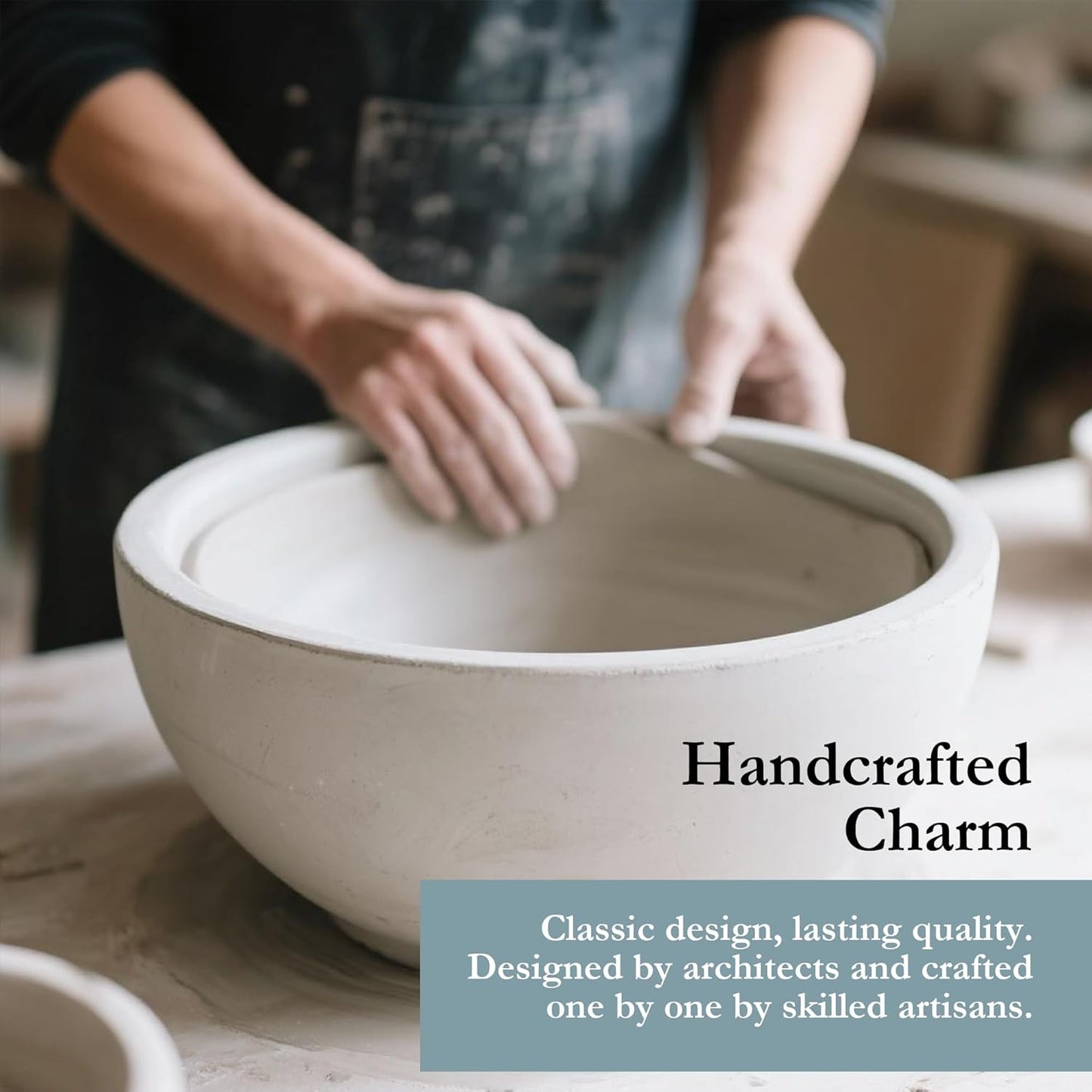 Worth Garden Large Round Planters Set of 2 (14.5"x17.5" & 12" x15“) - Lightweight Magnesium Oxide Cement Plant Pot with Texture - Grey Concrete Look with Drainage Hole – Indoor & Outdoor Use