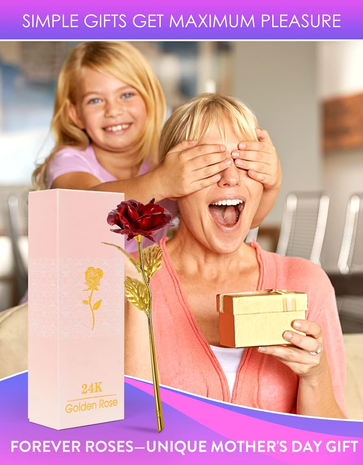 Mothers Day Mom Gifts for Women Birthday Gifts for Women Galaxy Rose Glass Flowers Forever Eternal Roses Artificial Flowers Gifts for Grandma Wife Daughter