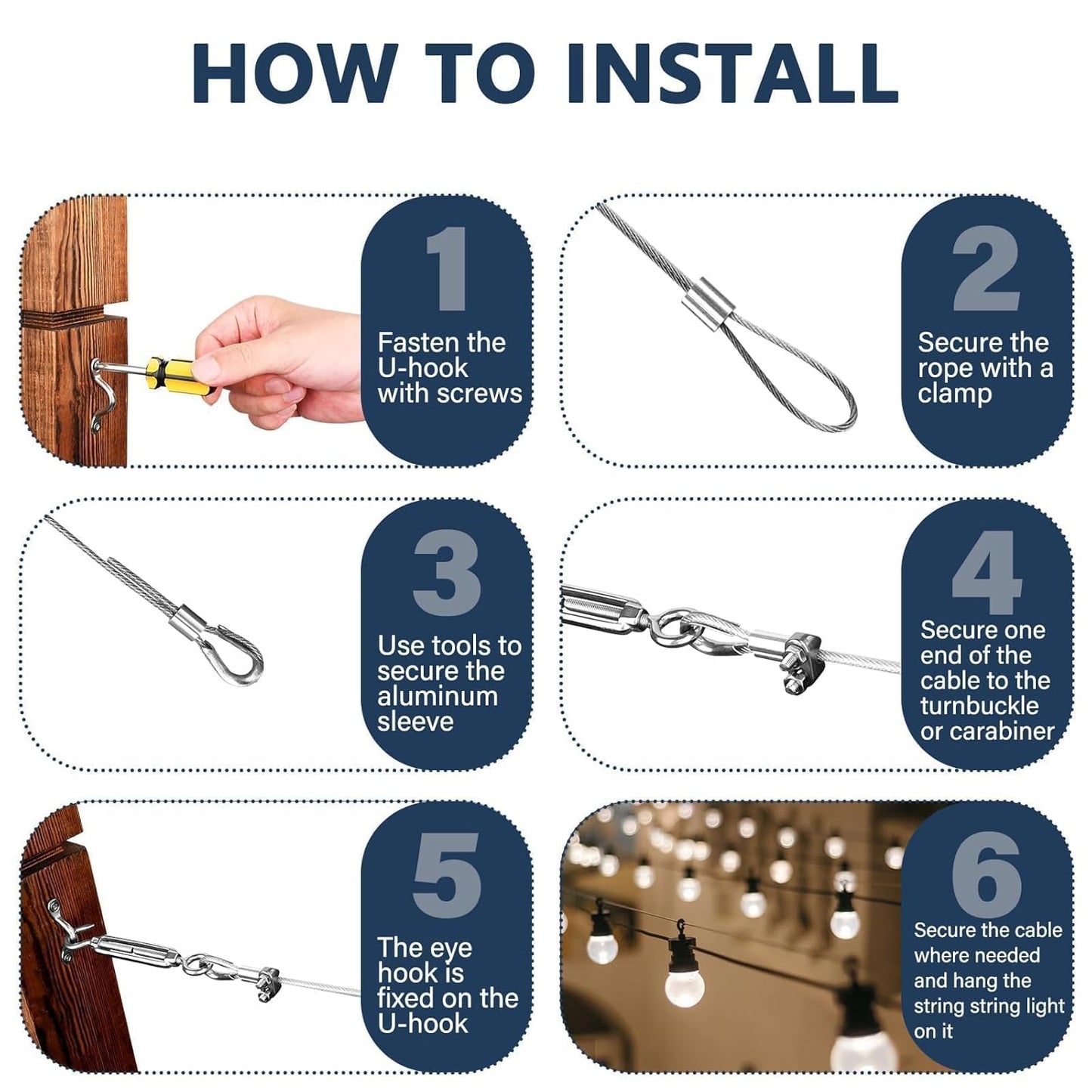 3/16 Wire Rope Kit, 100ft Vinyl Coated Galvanized Steel Cable with M5 Turnbuckles for Cables Wire, Rope Clamp & Thimble, 7X7 Strand Aircraft Cable for Anchored Shed, Fencing, Sunshade