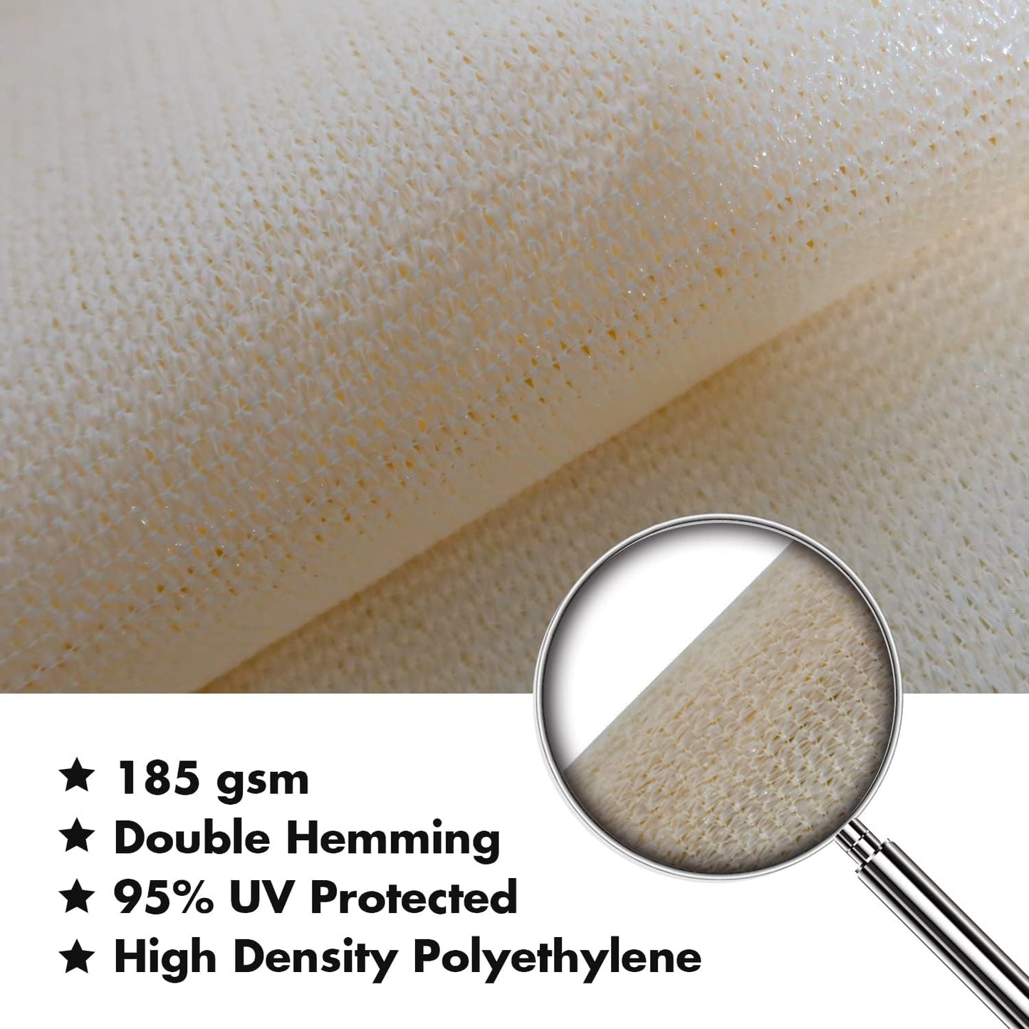 KANAGAWA 7'X10' Cream Custom Size Sun Shade Sail Rectangle UV Block Canopy Cover for Patio Backyard Lawn Garden Outdoor (Customized Available)