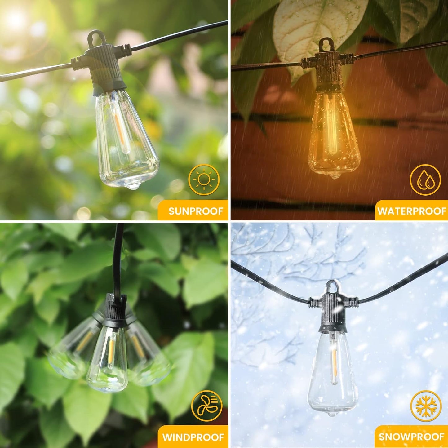 Outdoor String Lights, 150FT LED Patio Lights with 72+3 ST38 Vintage Edison Shatterproof Bulbs, Waterproof Connectable Dimmable Outside Hanging Lights for Backyard Bistro Porch Gazebo(75FTx2)