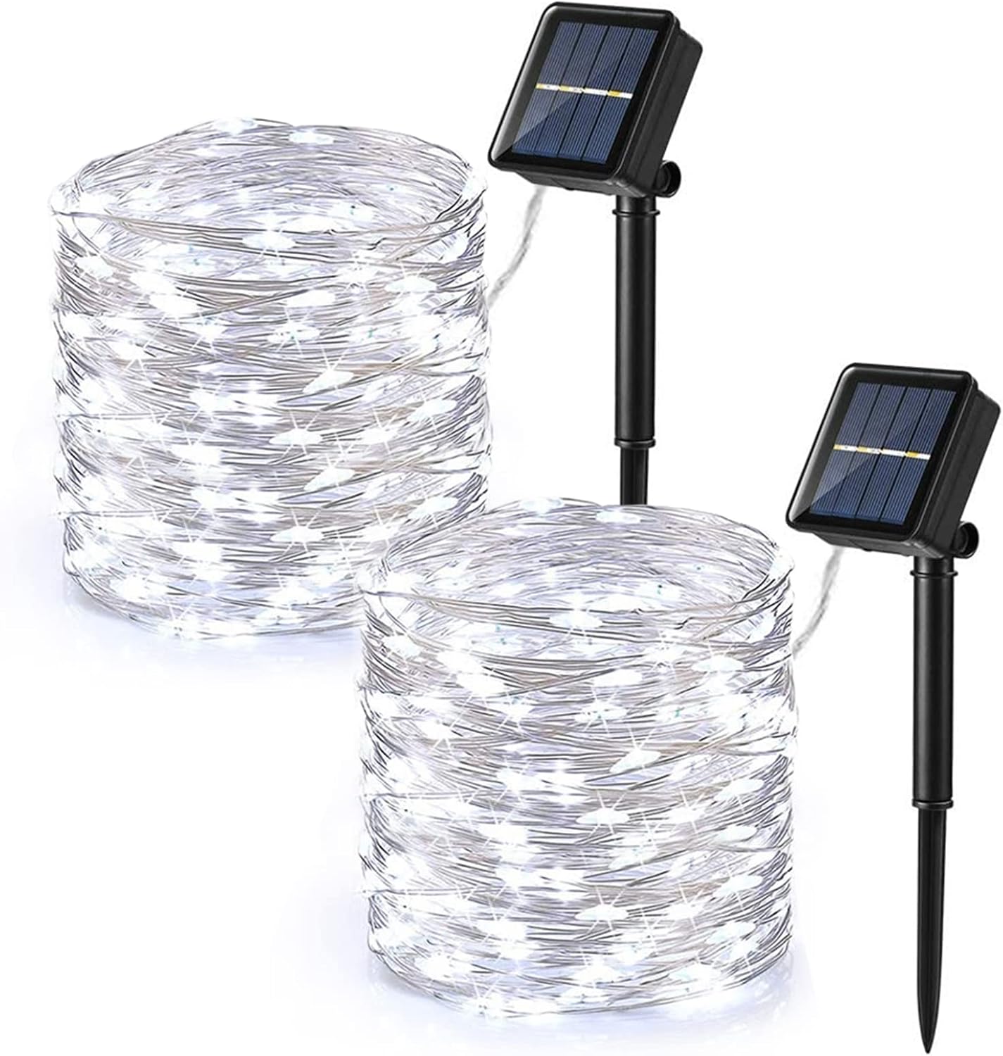 Brizled Outdoor Solar Fairy Lights 2 Pack, Total 132FT 400 LED Solar String Lights, 8 Modes Solar Christmas Lights with Memory Waterproof Outside Twinkle Lights for Indoor Wedding Party Cool White