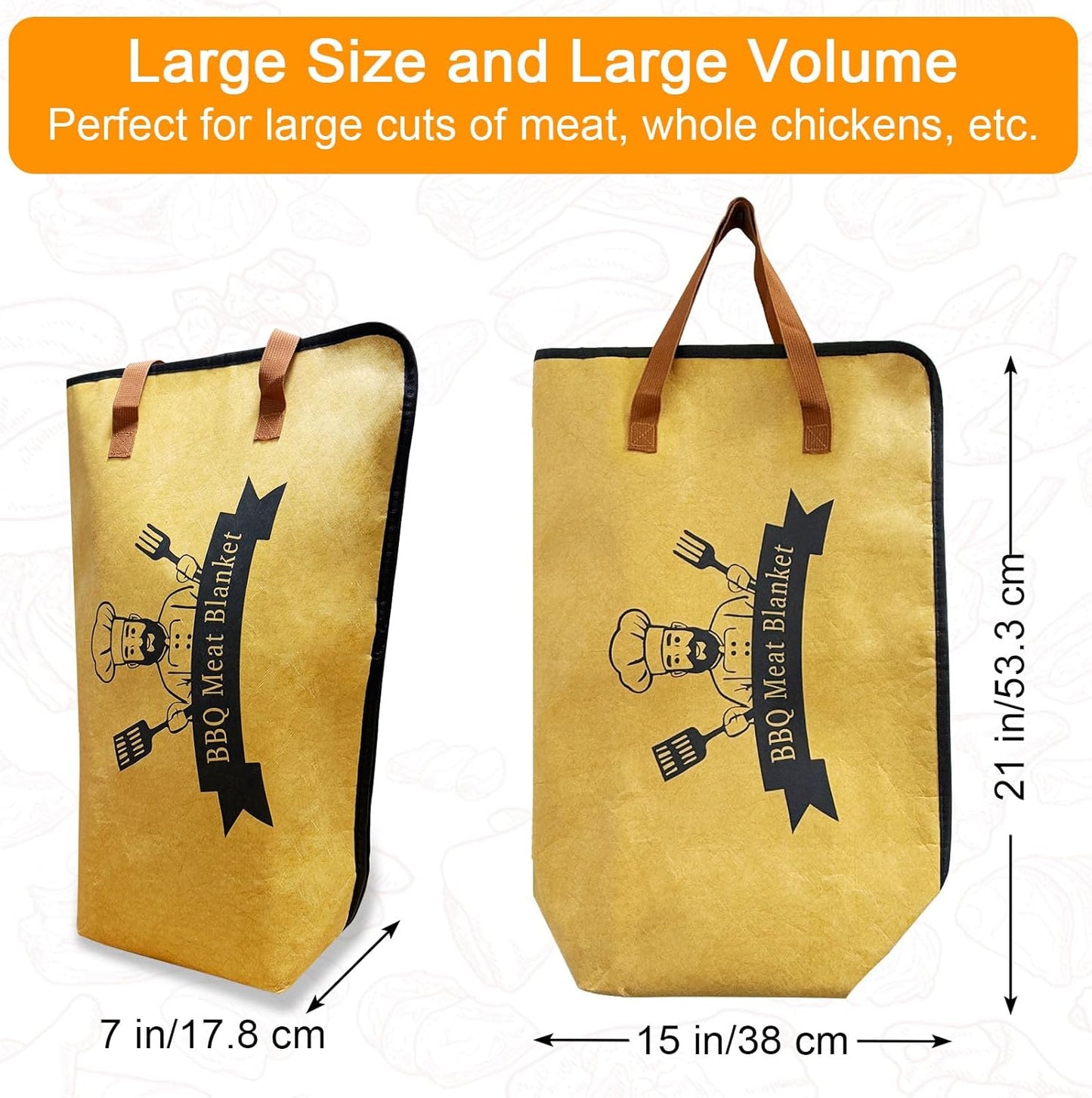 Thickened Insulation BBQ Blanket - Meat Resting Blanket, Locks in Juices, Wide Opening Design, Reusable for Large Brisket, Pork Shoulder, Turkey, Easy Clean, Portable - BBQTools,Gift Accessories