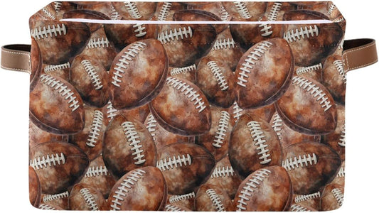 Football Rectangular Storage Basket Organizer Bin Shelf Baskets For Home Office Dorm