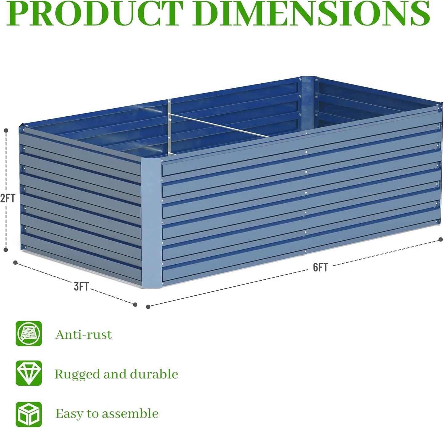 6x3x2 ft Raised Garden Bed, Large Metal Planter Raised Beds, Planters for Outdoor Plants for Vegetables, Flowers, Herbs, Fruits, and Succulents.(4 Pcs, Blue)