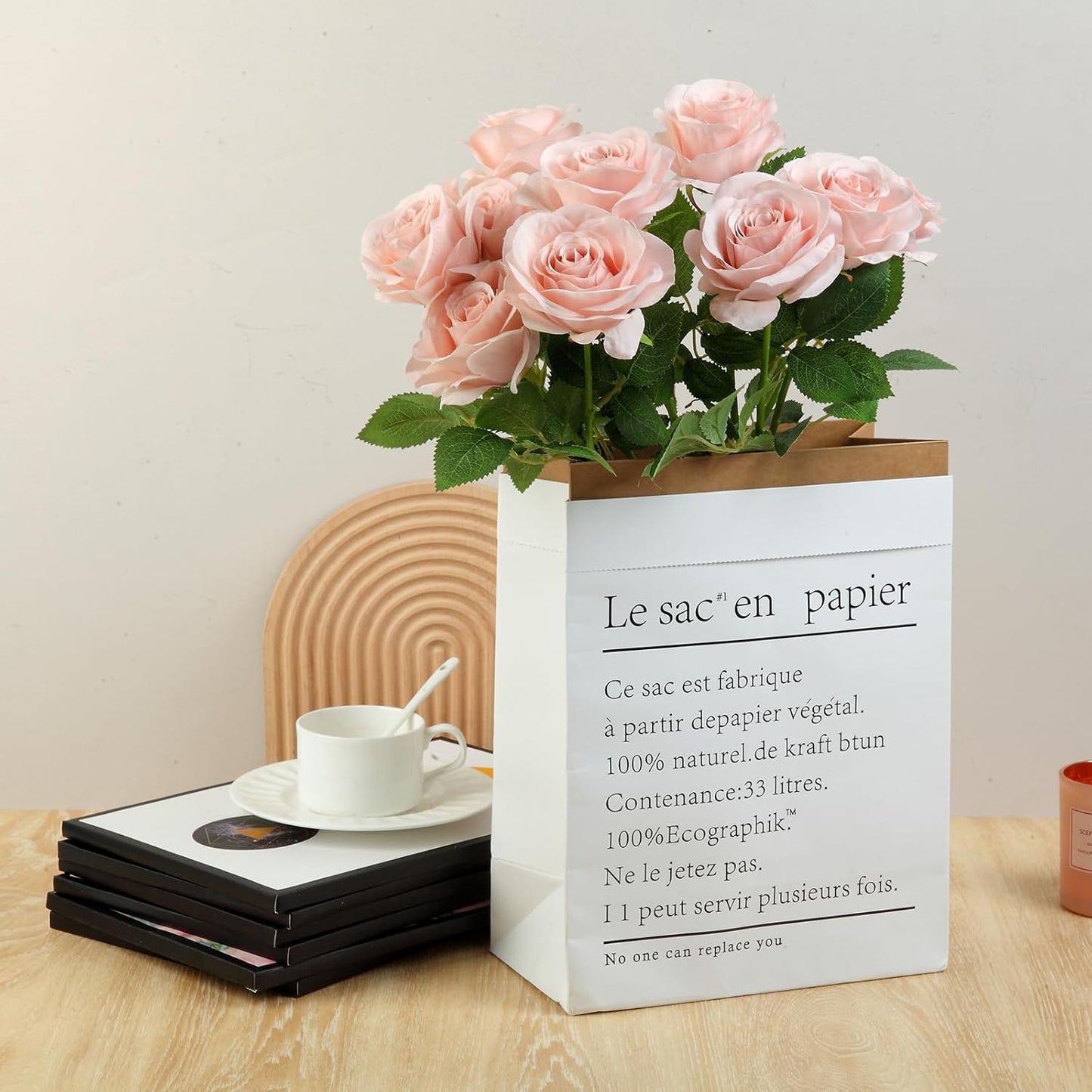 12pcs Blush Roses Artificial Flowers Fake Roses Silk Flowers Roses with Long Stems for Wedding Home Party Centerpieces Decorations