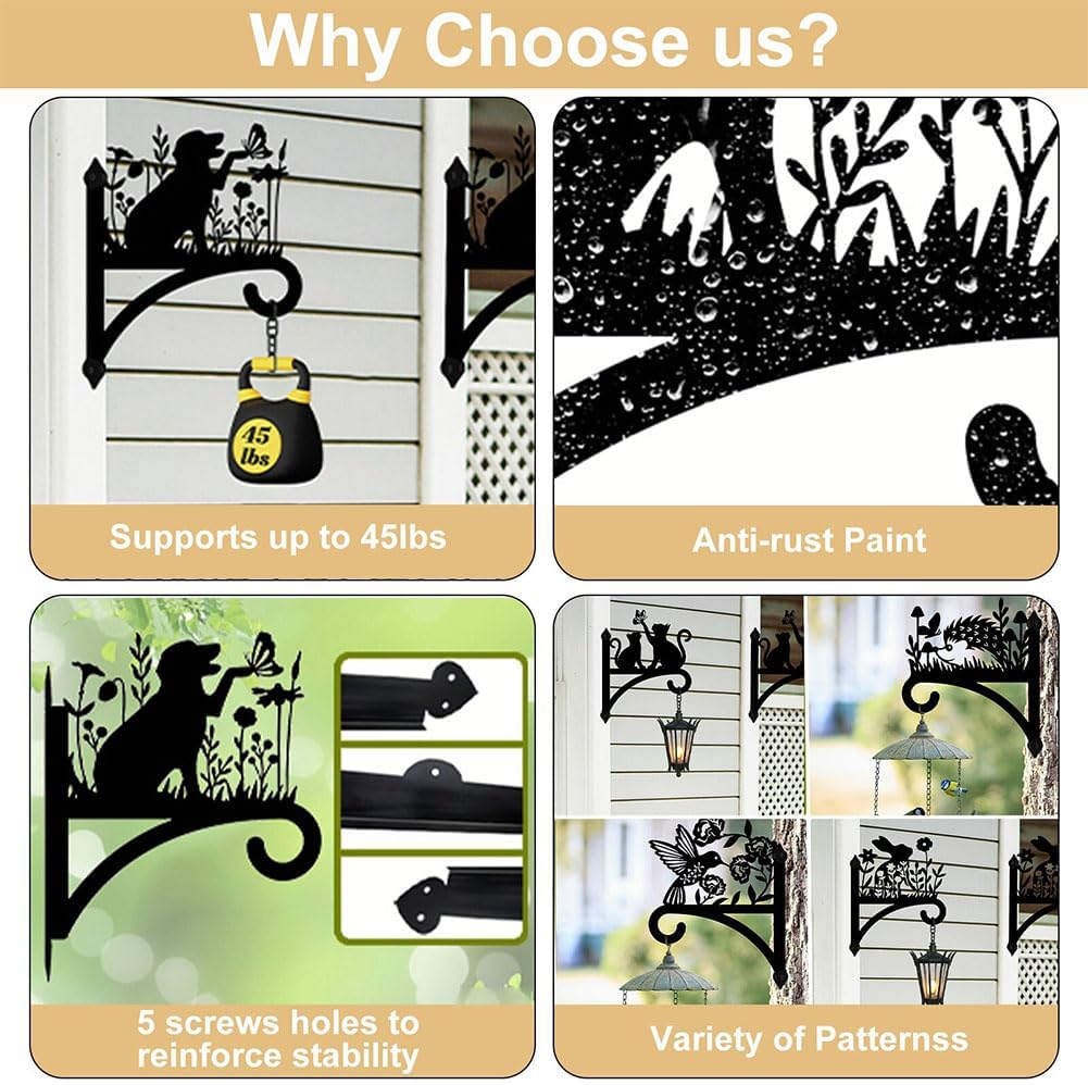 peacoblue Iron Plant Hanger Hook for Outdoor Indoor Hanging Plant Flower Fern Pot Lantern Bird Feeder,12"x14" Weather Resistant Metal Wall Holder for Porch Garden Farmhouse(Five-Pointed Star)