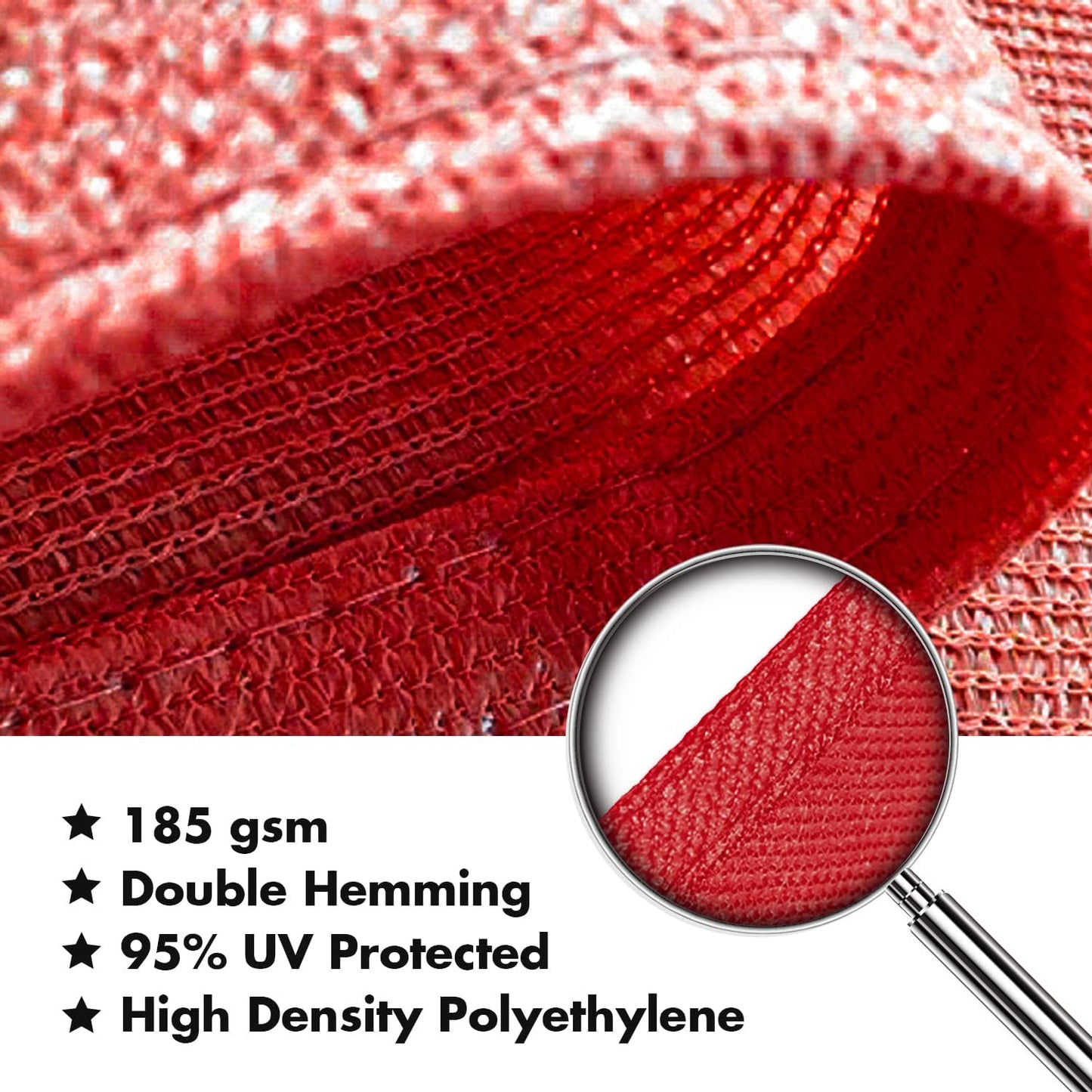 KANAGAWA Sun Shade Sail 10'x10' Scarlet Rectangle UV Block Canopy Awning Shelter Fabric Cloth Screen for Outdoor Patio Garden Backyard