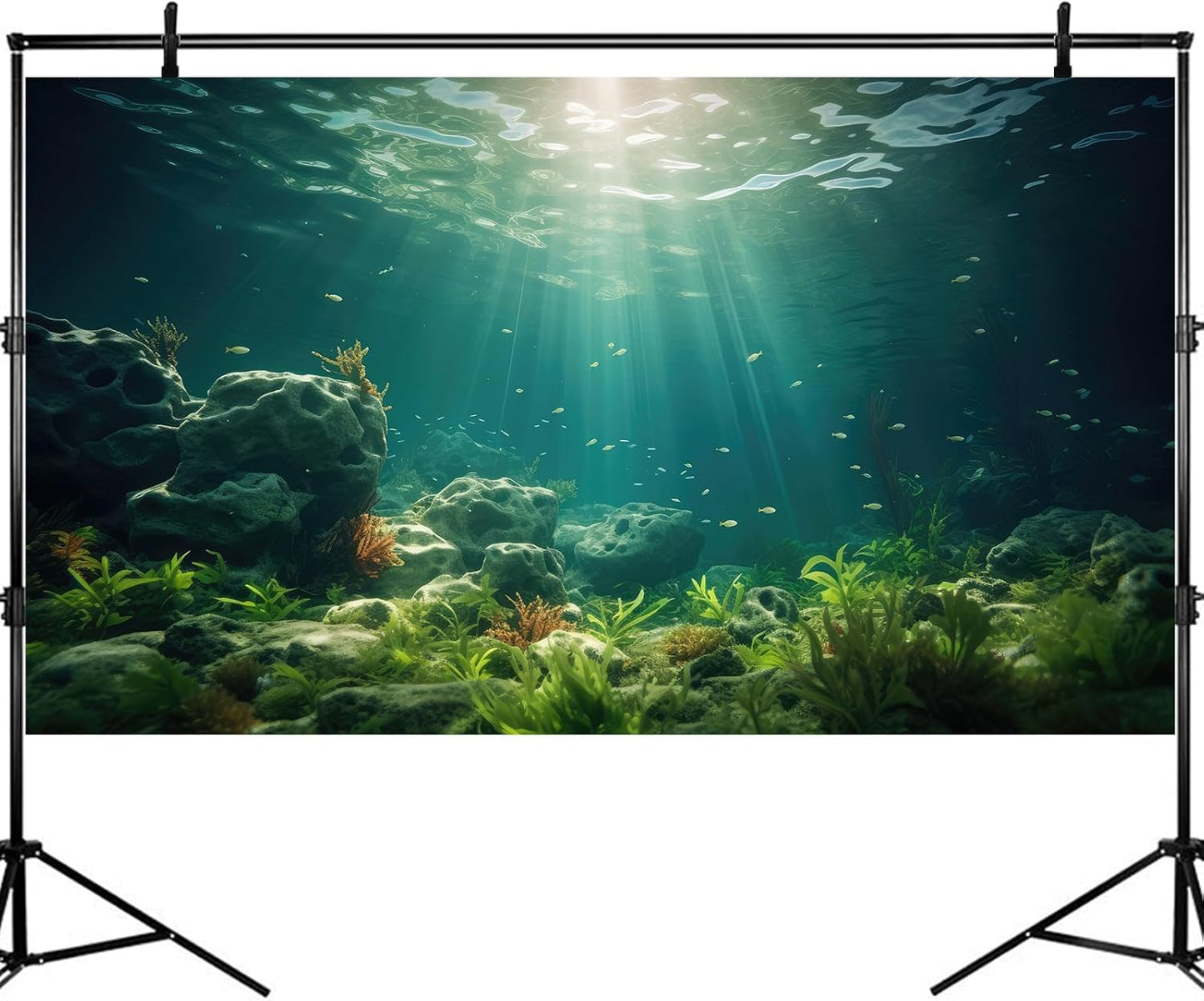 Under The Sea Aquarium Background Deep Sea Aquatic Plants Fish Tank Background Underwater Rock Sunray Terrarium Backgrounds Tropical Fish Deep Ocean Floor Fish Tank Backgrounds 48x18in