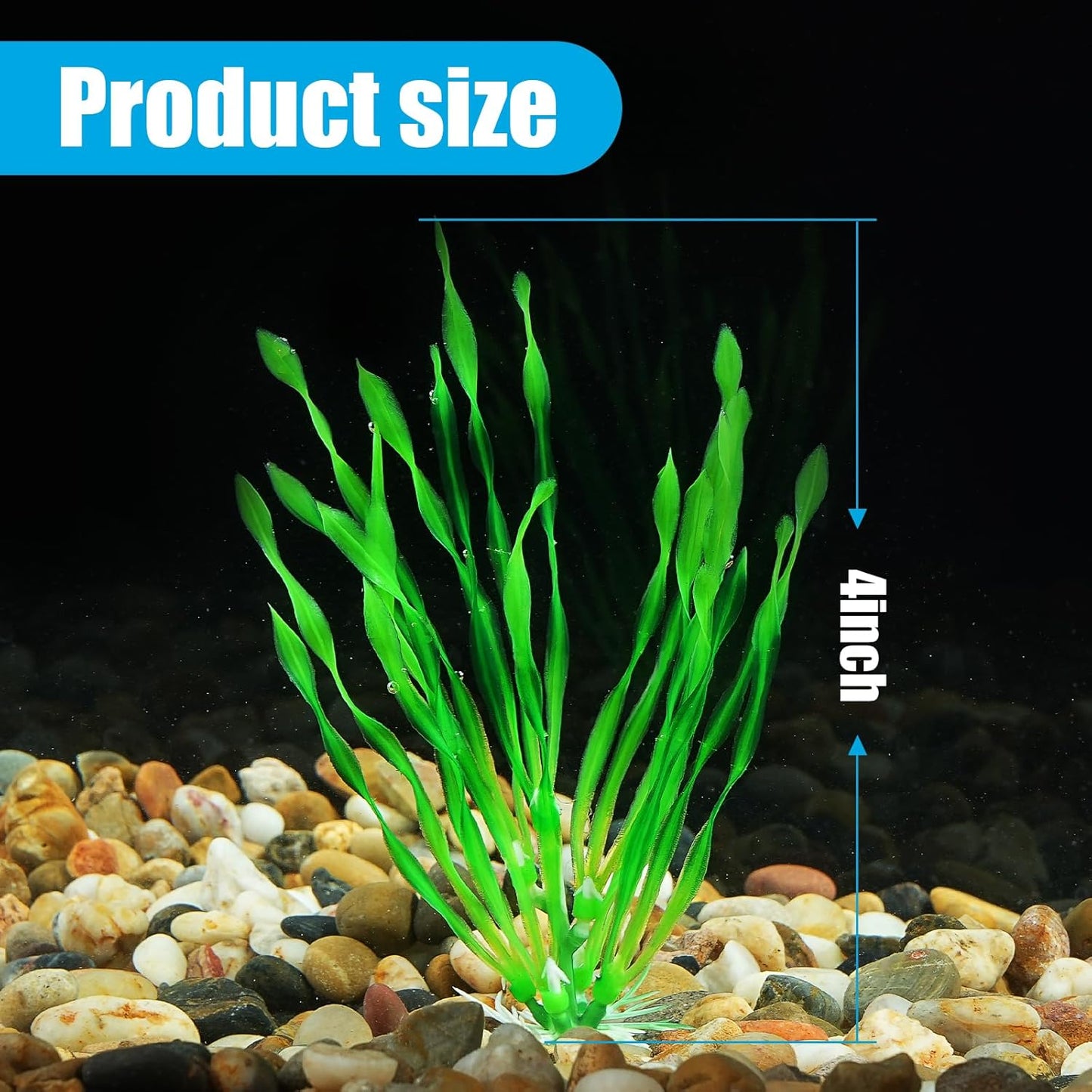 AQUANEAT Fish Tank Artificial Plants, Aquarium Plastic Seaweed Decoration, 4Inch Tall Fake Green Accessories, 10 Packs